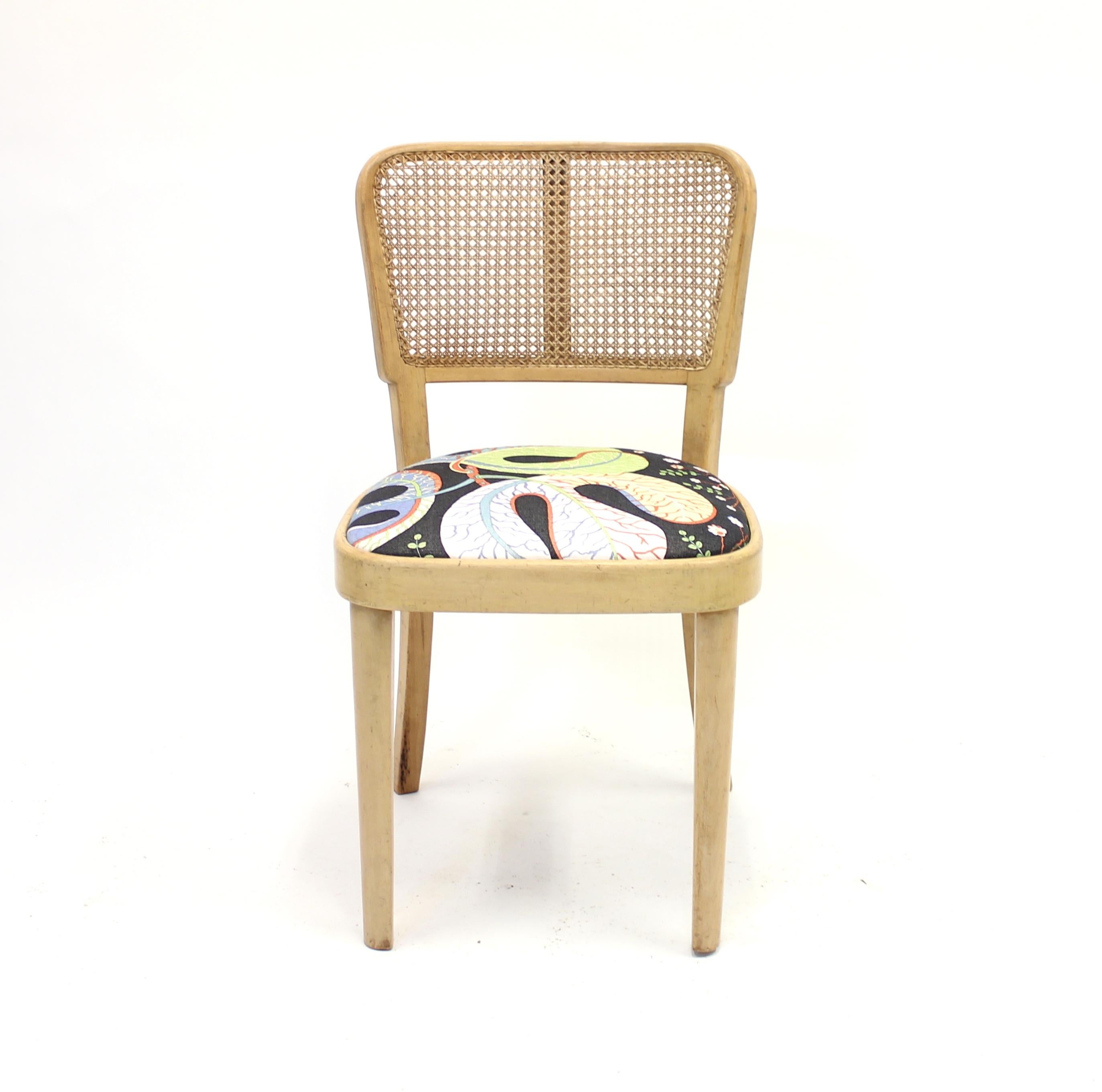 Austrian Thonet Chair with Josef Frank fabric, ca 1950s