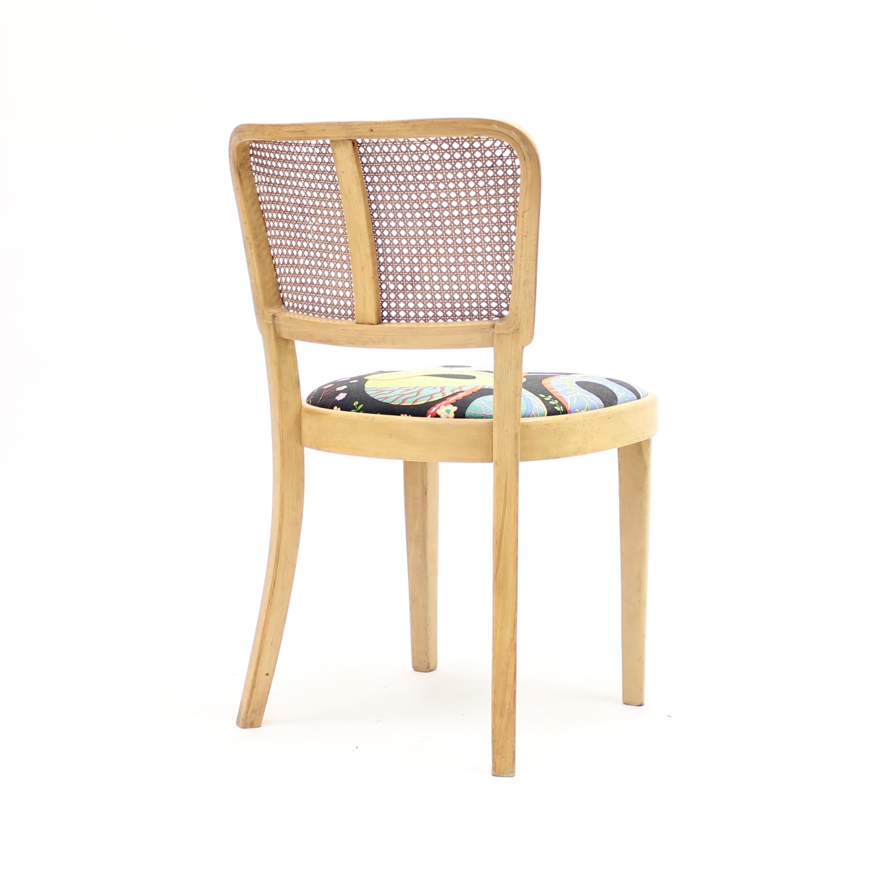 Fabric Thonet Chair with Josef Frank fabric, ca 1950s