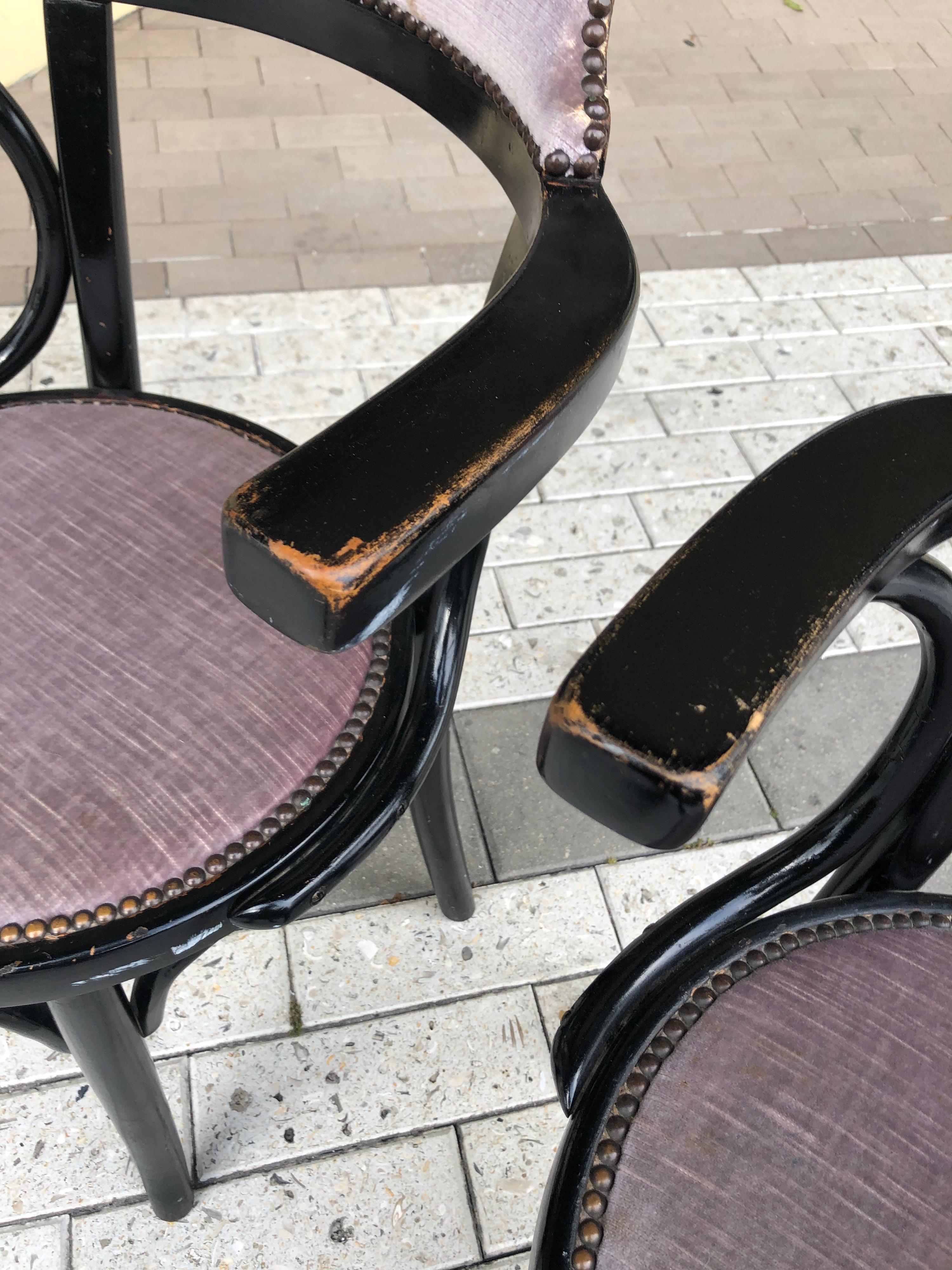 Thonet Chairs in Black Ebony, Set of 4 2