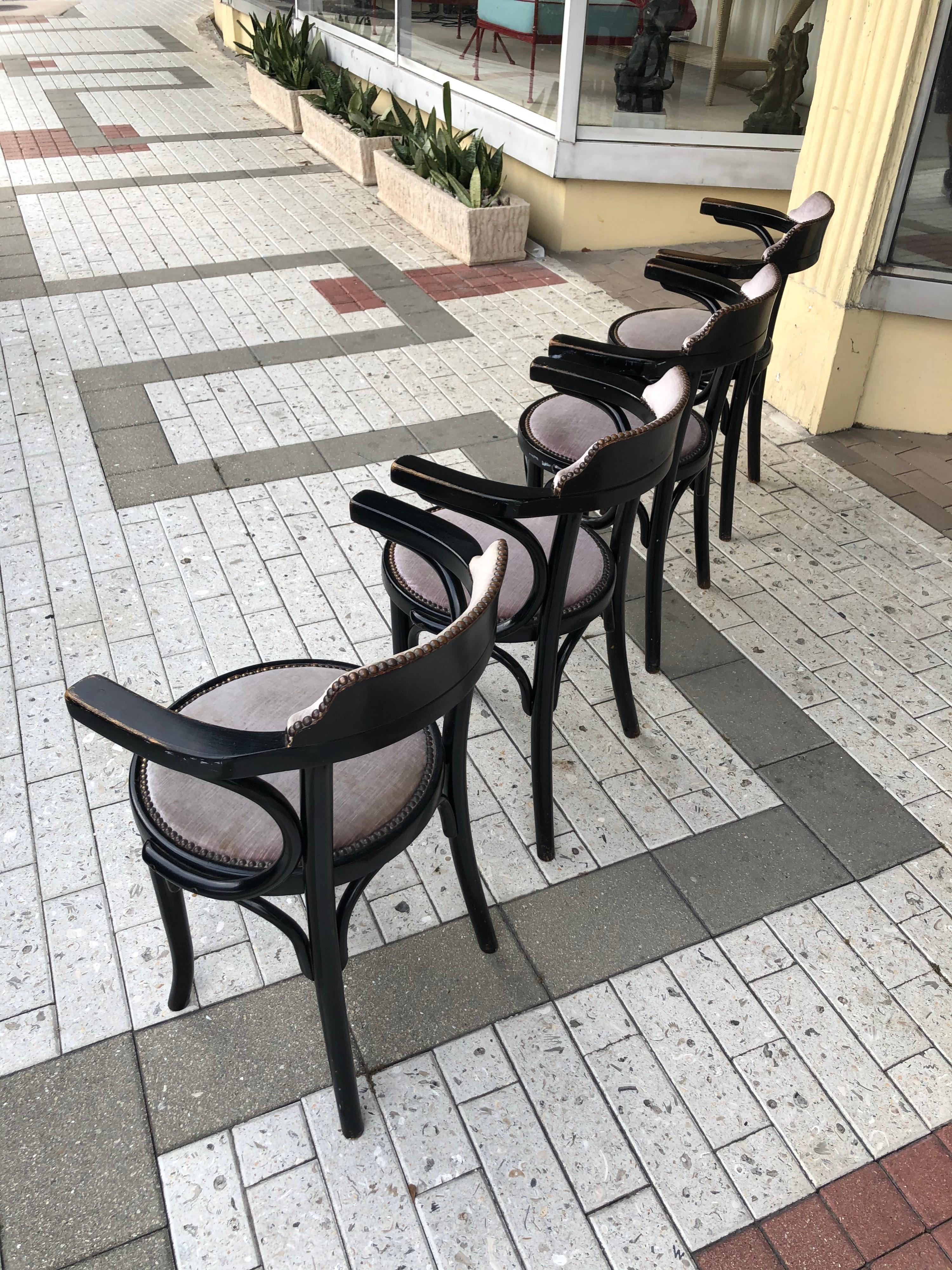 Thonet Chairs in Black Ebony, Set of 4 4