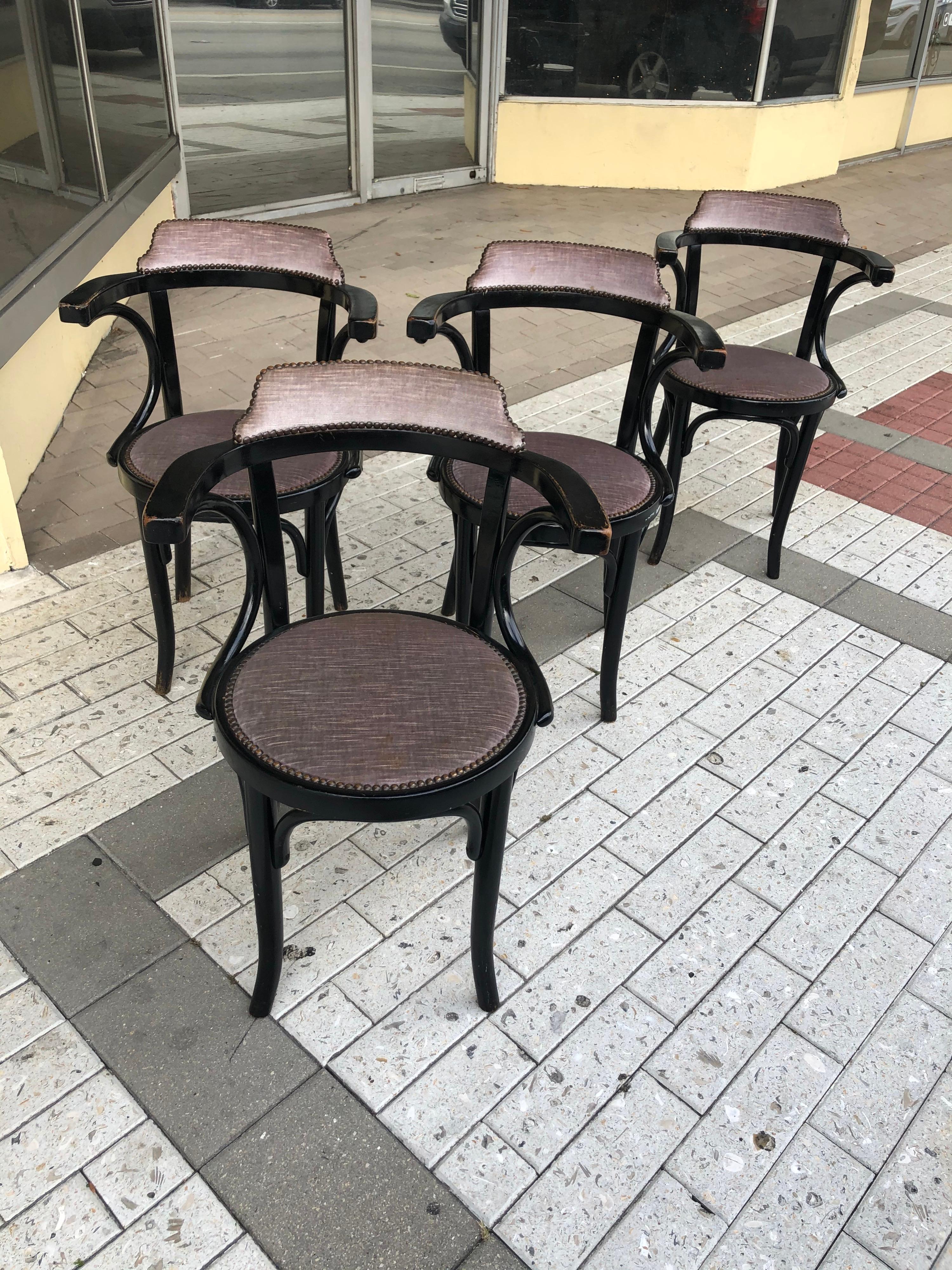 Thonet Chairs in Black Ebony, Set of 4 6
