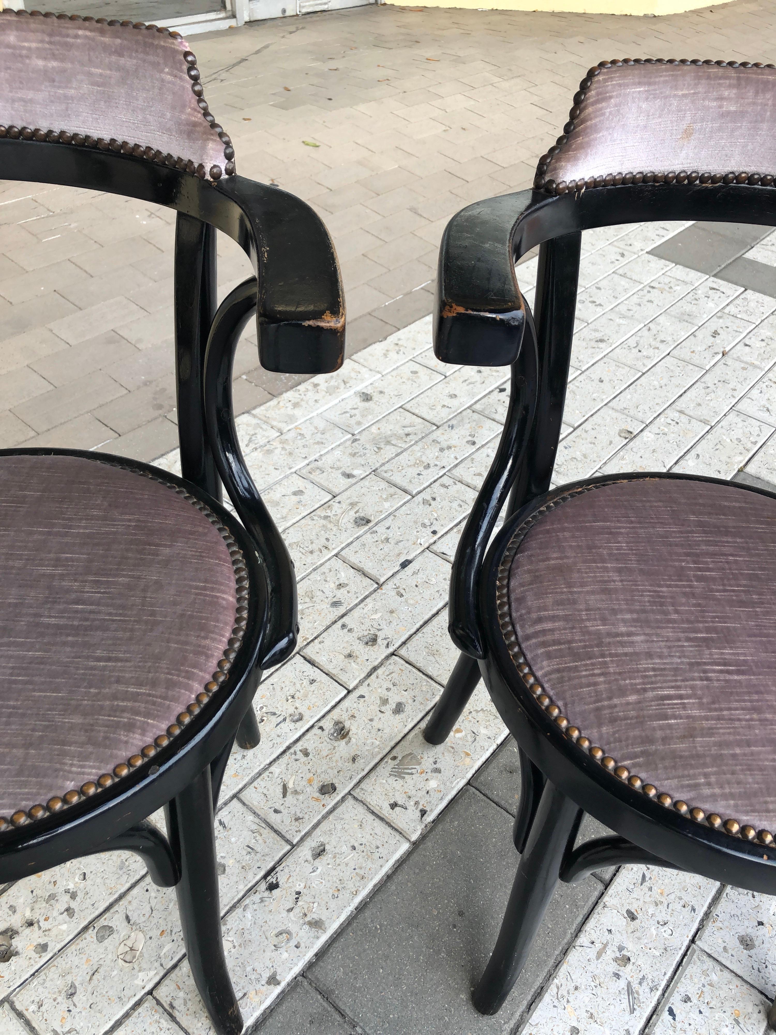 Thonet Chairs in Black Ebony, Set of 4 1