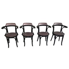 Antique Thonet Chairs in Black Ebony, Set of 4