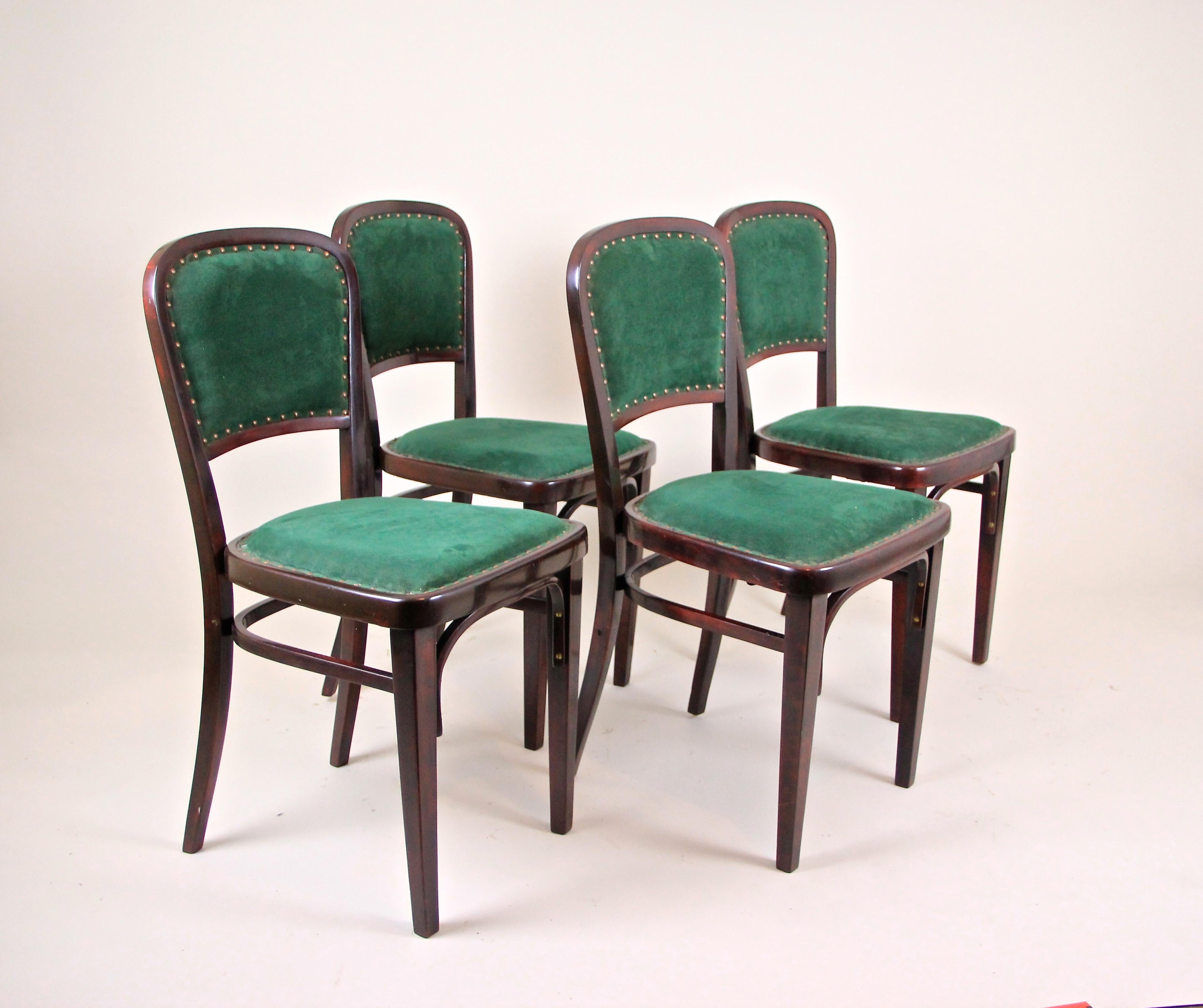 20th Century Thonet Chairs Set of Four by Marcel Kammerer Art Nouveau, Austria, circa 1910