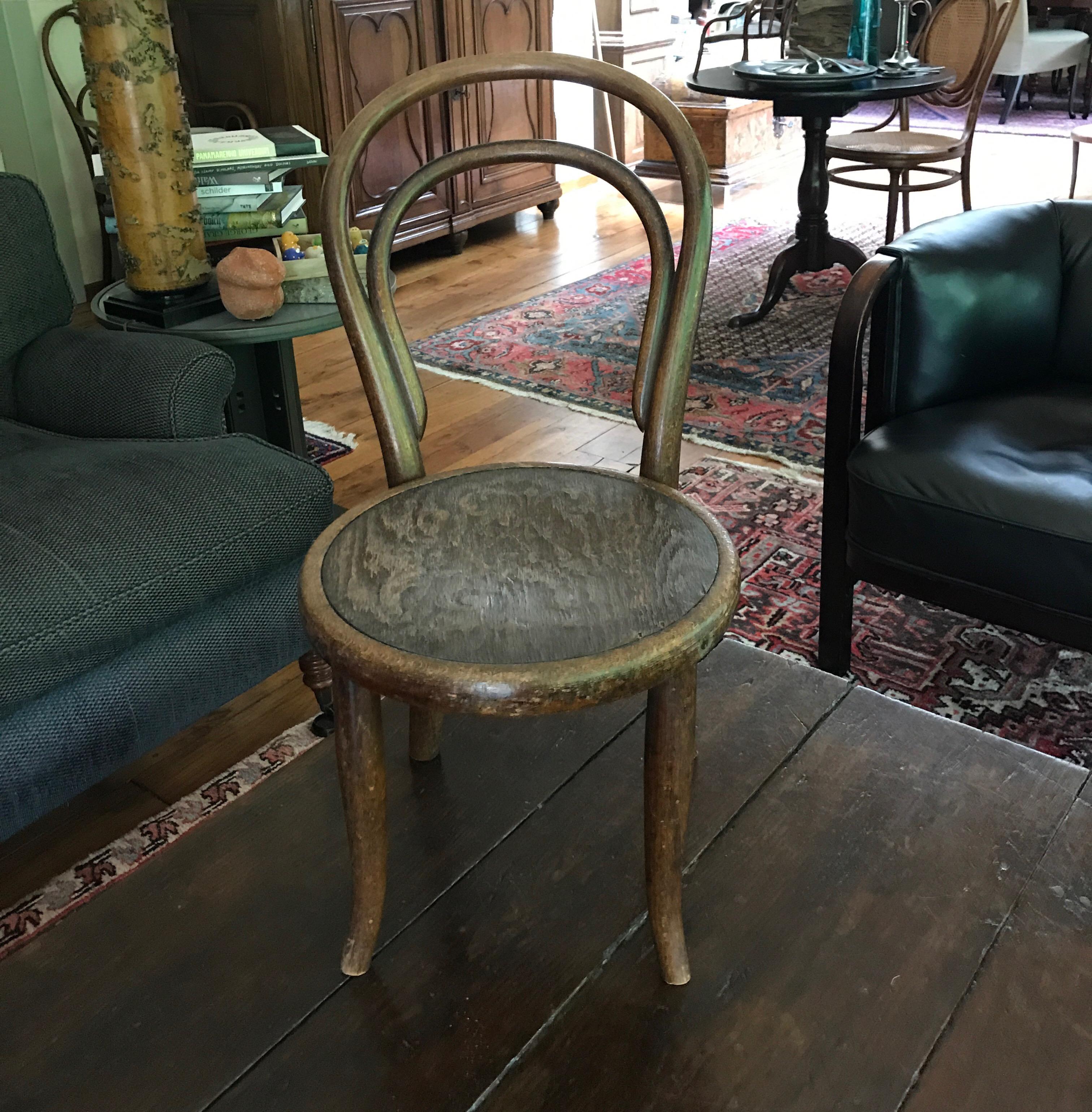 19th Century Thonet Child Chair Seating Plywood Original Early Model Stamped and Labeled For Sale