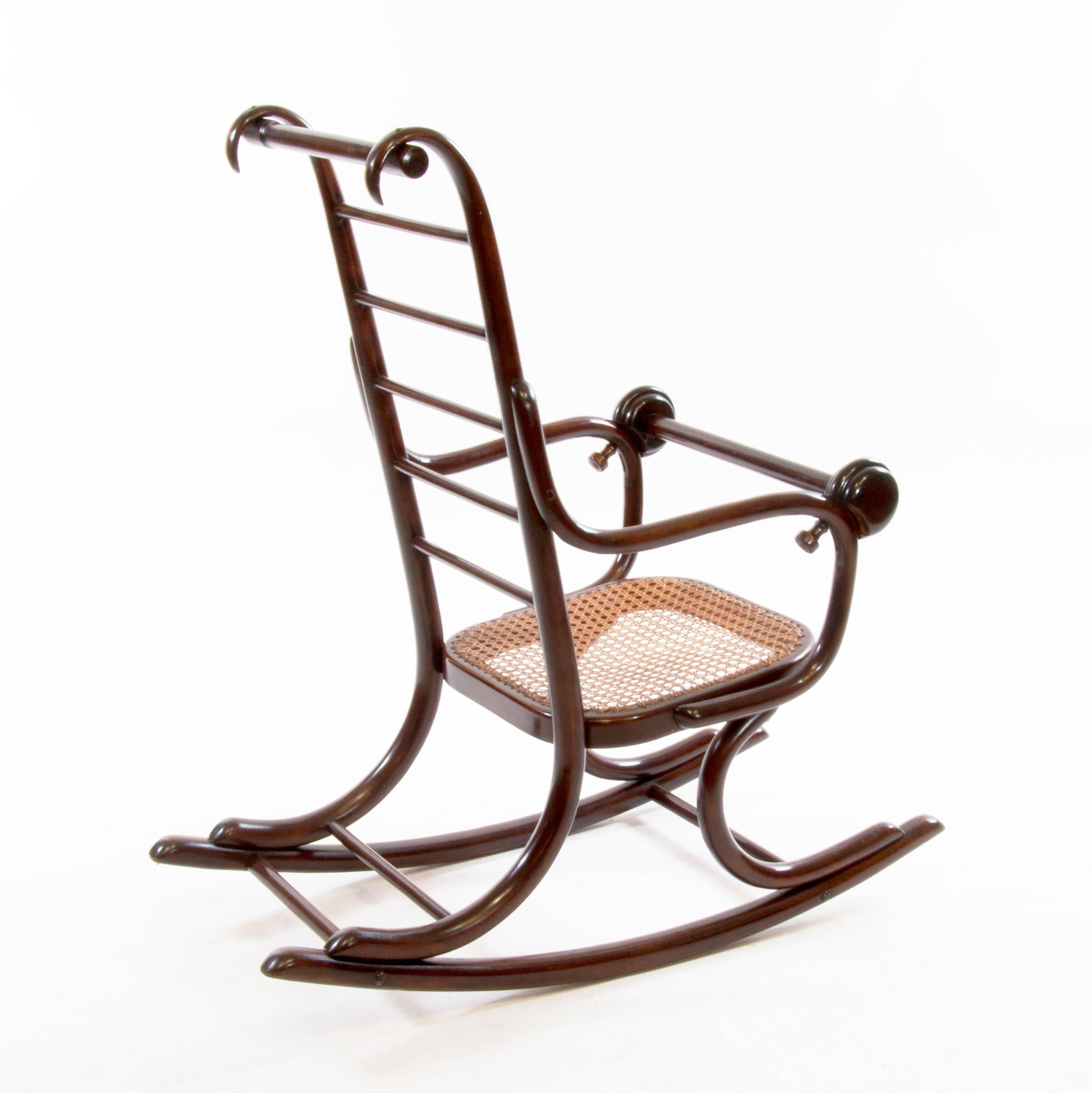 Stained Thonet Children Rockchair Epstein Bentwood Armchair, circa 1920 For Sale