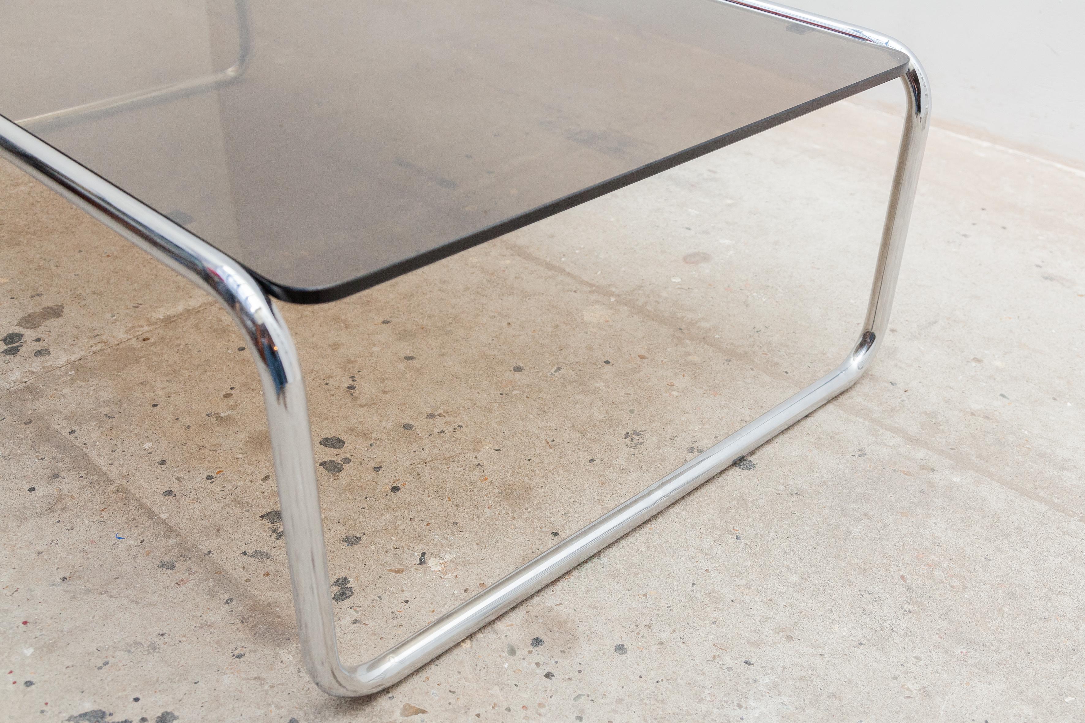 Thonet Chromed Metal and Smoked Glass Coffee Table, 1970s in Bauhaus Style 2