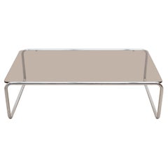 Thonet Chromed Metal and Smoked Glass Coffee Table, 1970s in Bauhaus Style