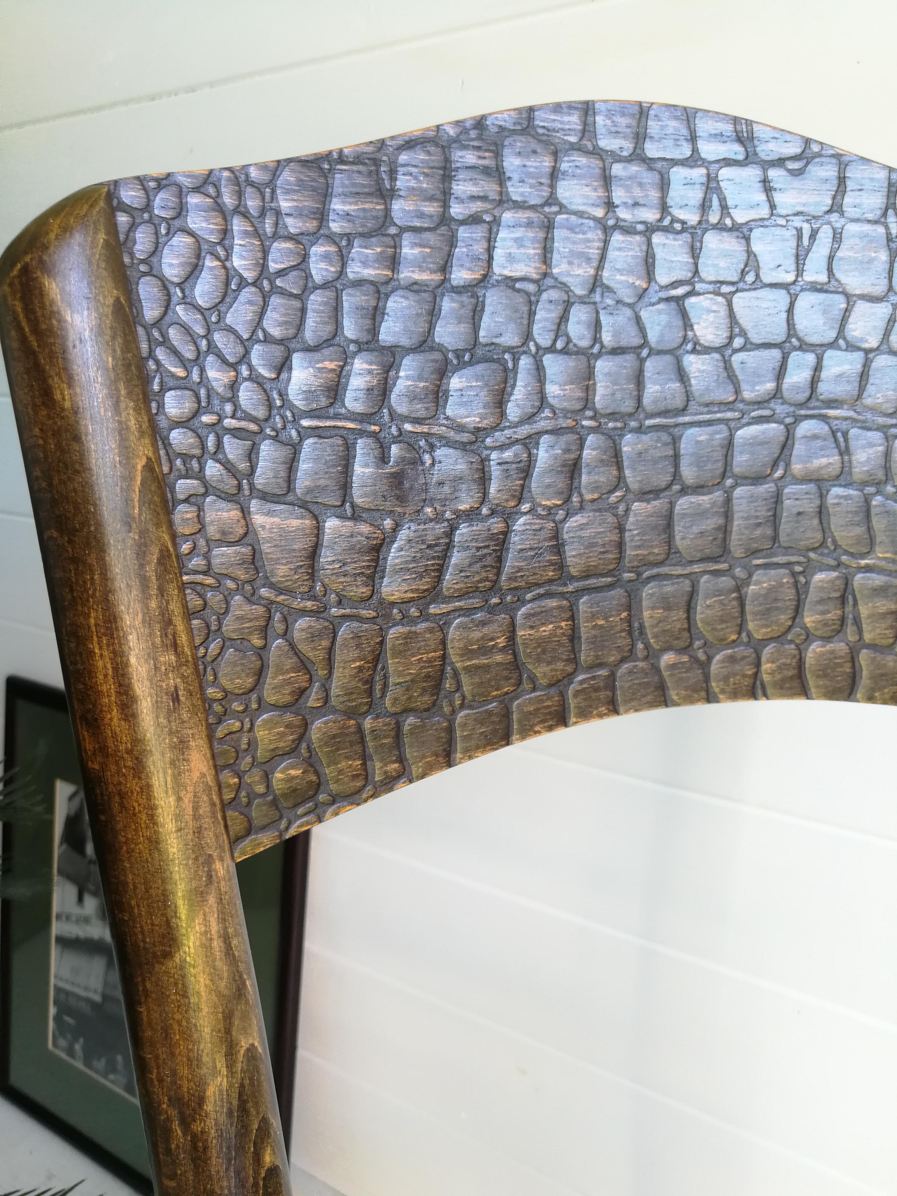 Thonet Classic Bentwood Bistro Chair With Rare Crocodile Pattern 1930s 1
