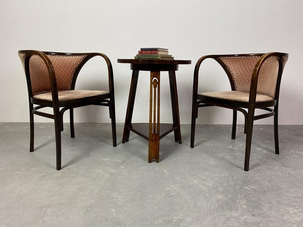 Thonet club chairs no.6517 by Marcel Kammerer for Thonet Austria 1905 in original condition with signs of usage.