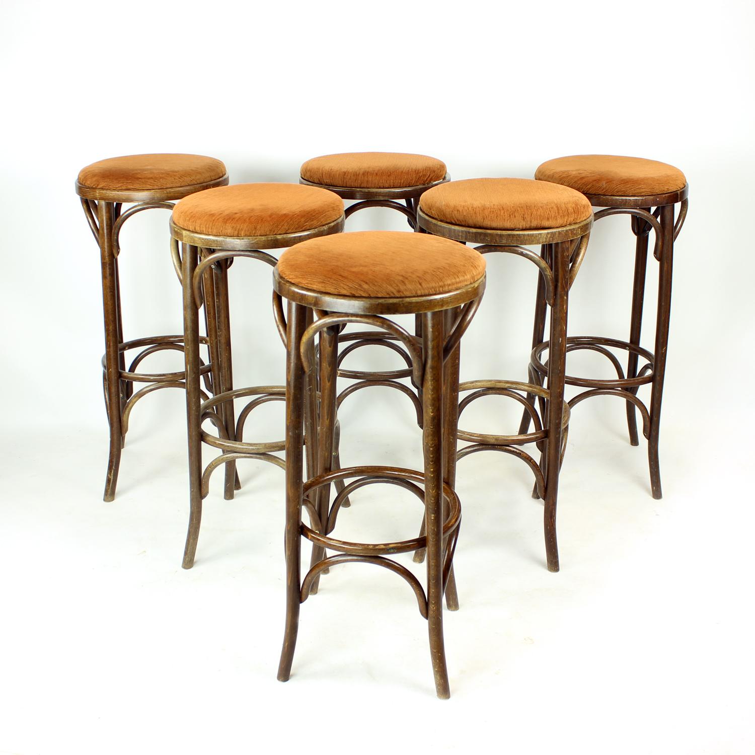 Thonet Design Bentwood Bar Stools No. 73 By Ton, Set Of 6 en vente 3