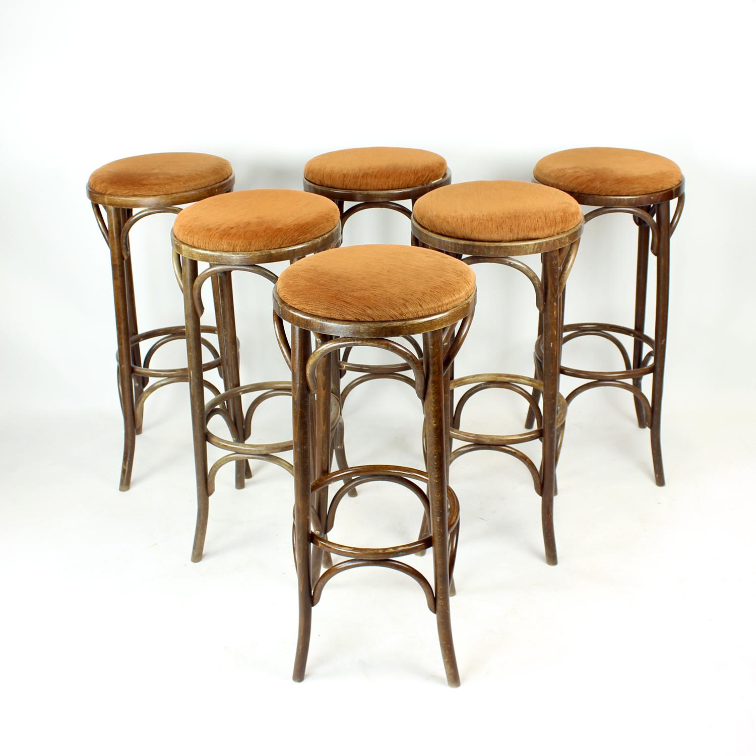 Thonet Design Bentwood Bar Stools No. 73 By Ton, Set Of 6 en vente 7