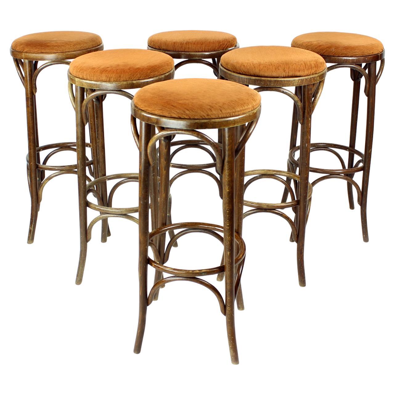 Thonet Design Bentwood Bar Stools No. 73 By Ton, Set Of 6
