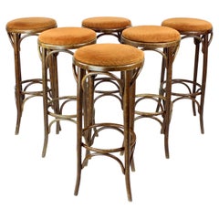 Thonet Design Bentwood Bar Stools No. 73 By Ton, Set Of 6