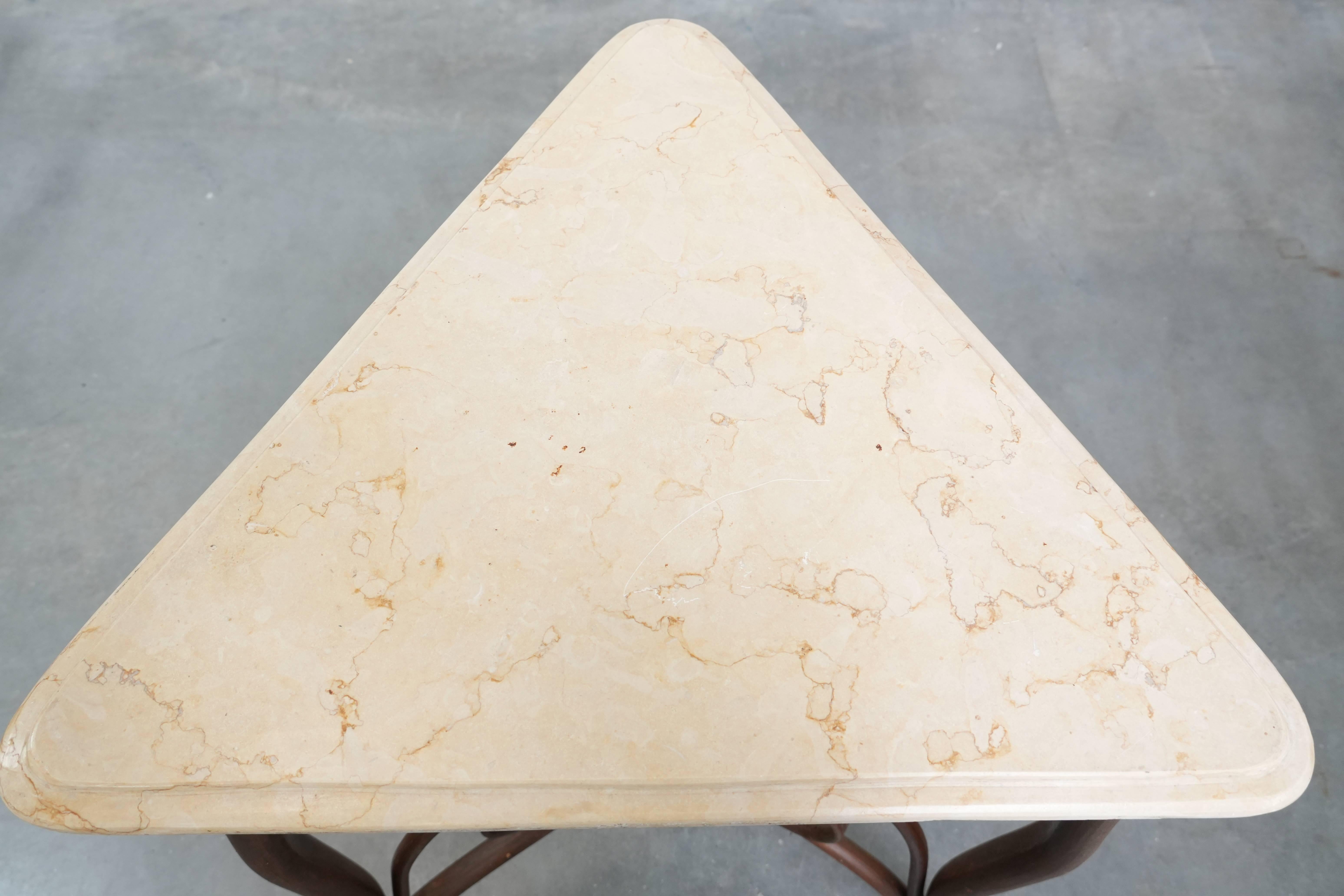 Offered is this graceful antique Thonet design side table/occasional table from the early 20th century with a natural stone top.

This beautiful antique Thonet design side table/occasional table dates from the early 20th century and can easily be