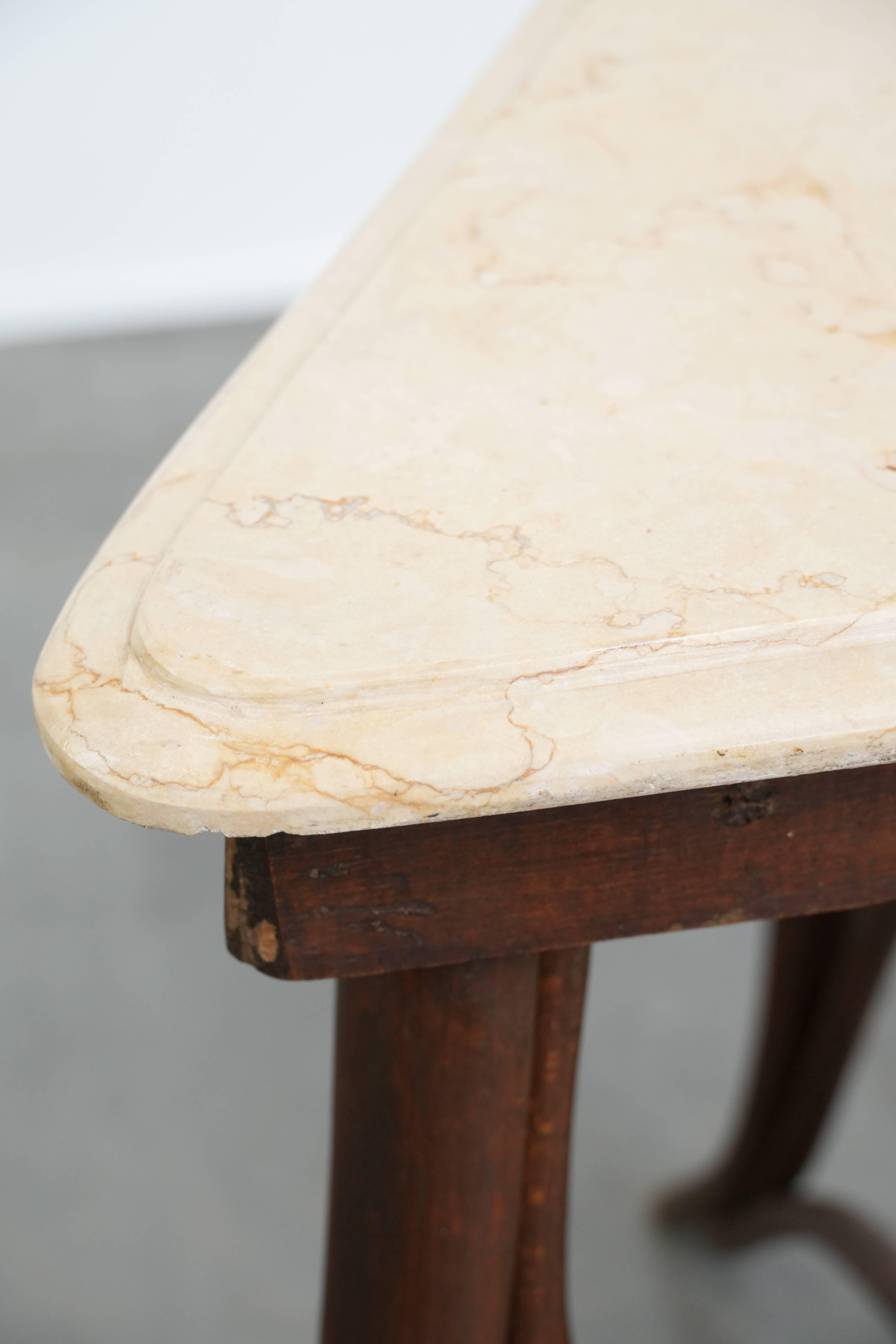 Hand-Crafted Thonet design side table from the early 20th century with a natural stone top For Sale