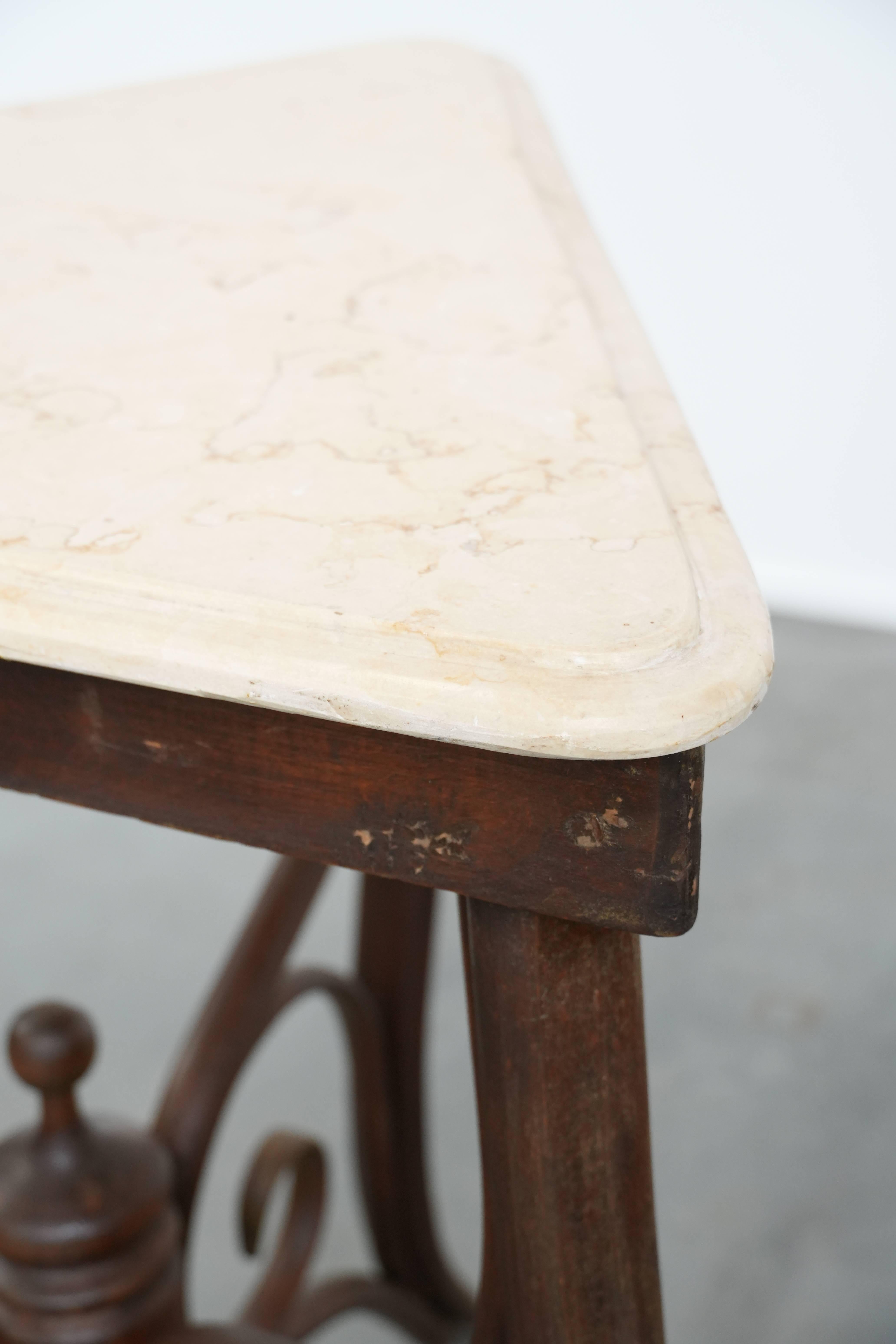 20th Century Thonet design side table from the early 20th century with a natural stone top For Sale