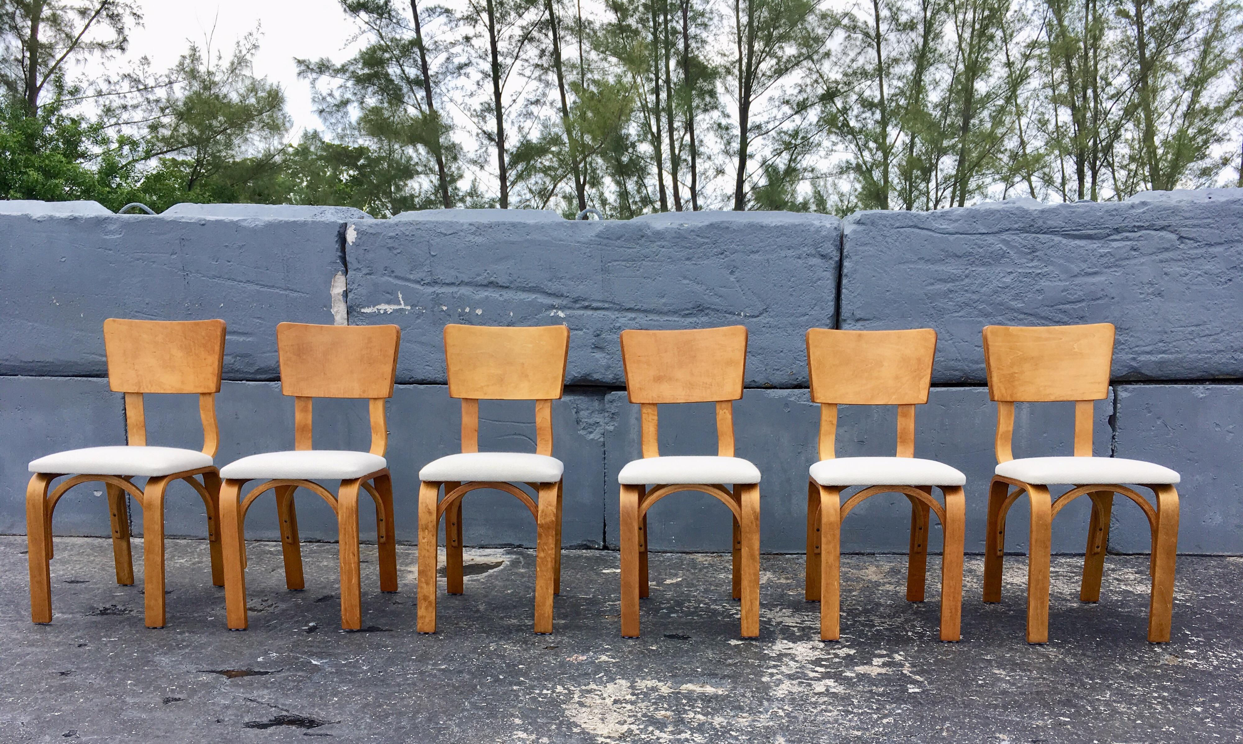 Mid-Century Modern Thonet Dining Chairs, Bentwood and Fabric, Excellent Condition, Midcentury
