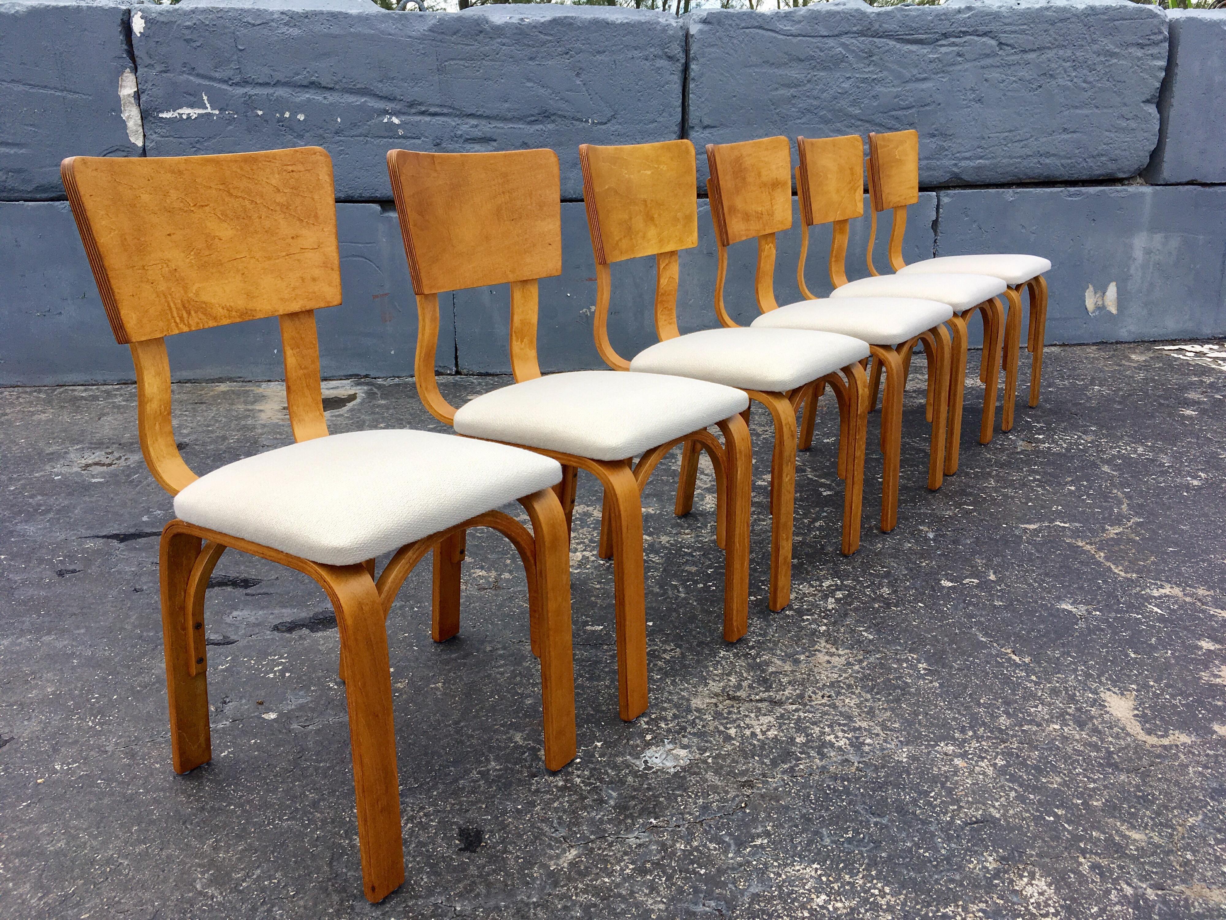 American Thonet Dining Chairs, Bentwood and Fabric, Excellent Condition, Midcentury