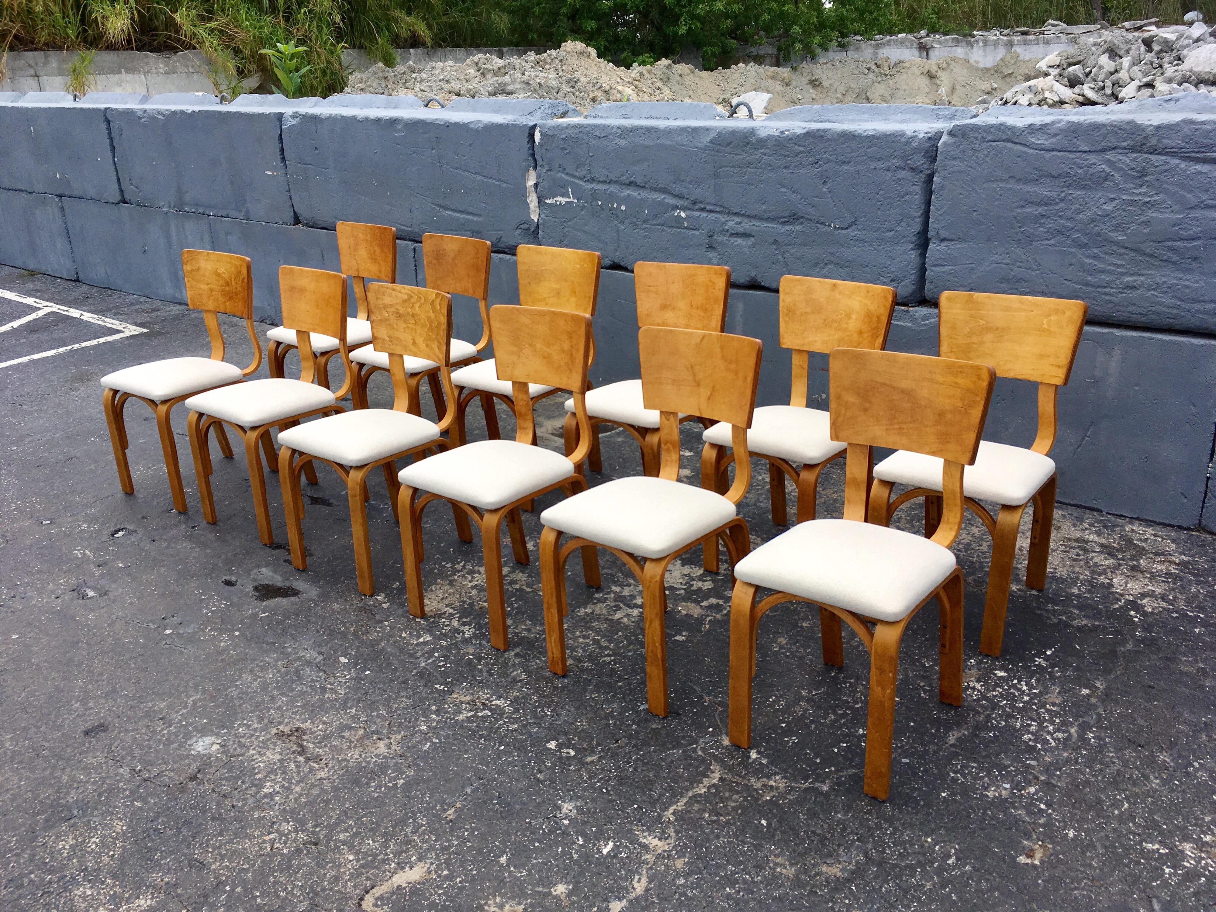 Late 20th Century Thonet Dining Chairs, Bentwood and Fabric, Excellent Condition, Midcentury