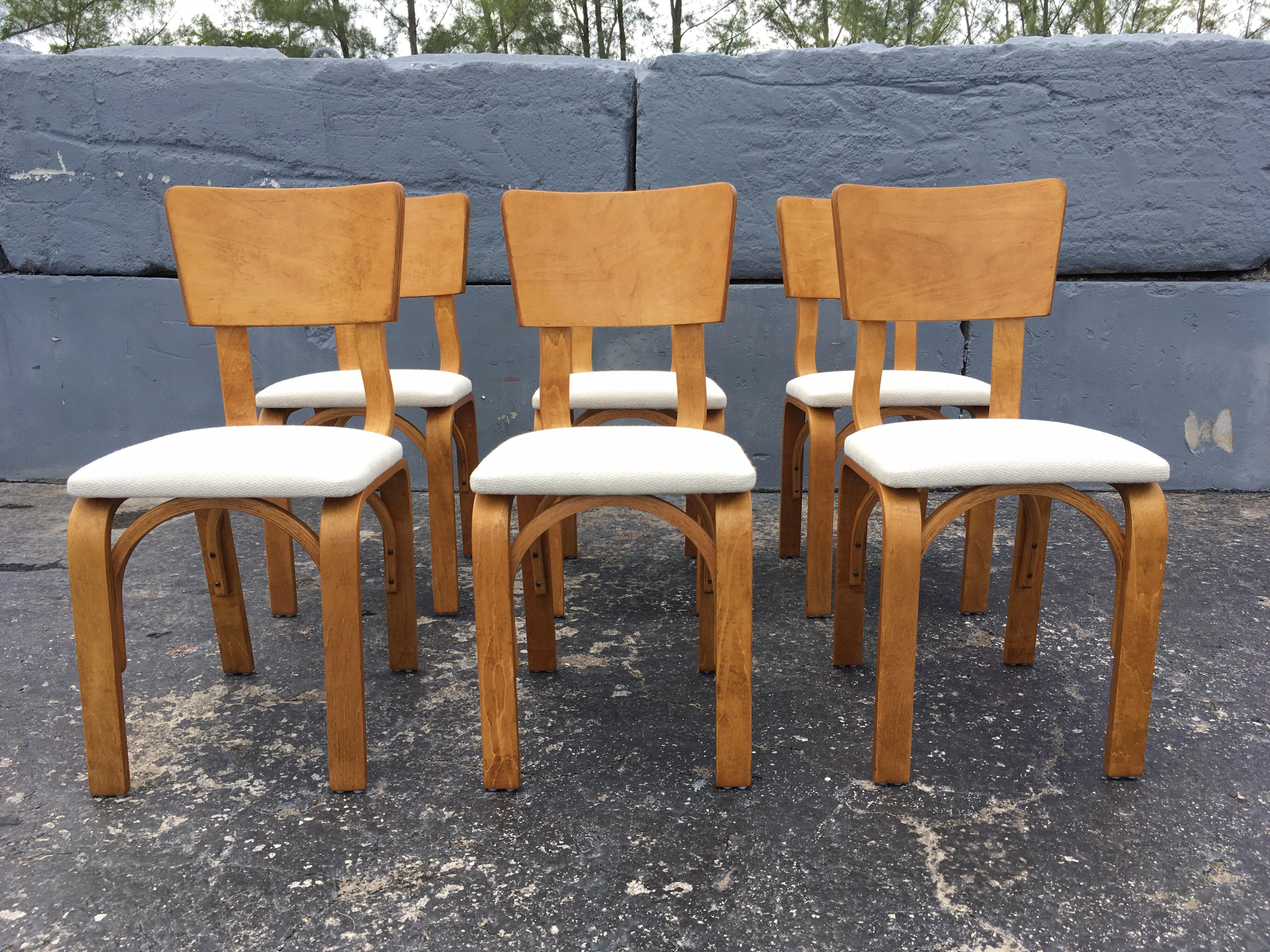Thonet Dining Chairs, Bentwood and Fabric, Excellent Condition, Midcentury 1