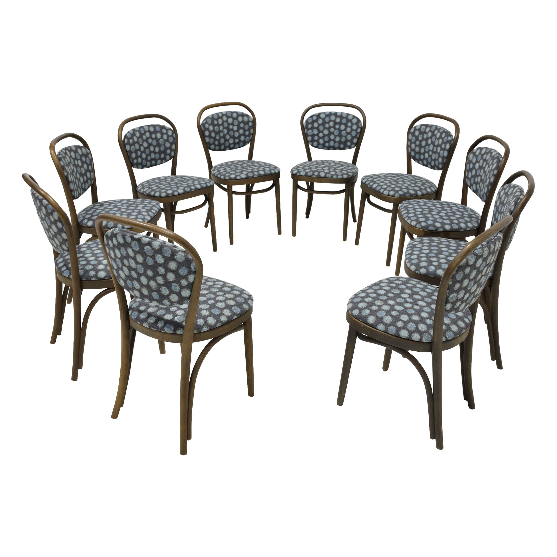 Chaises de salle à manger Thonet, ensemble de dix, tissu Perennials Performance, années 1980