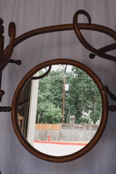 Thonet Double Coat Rack/Hall Tree with Mirror