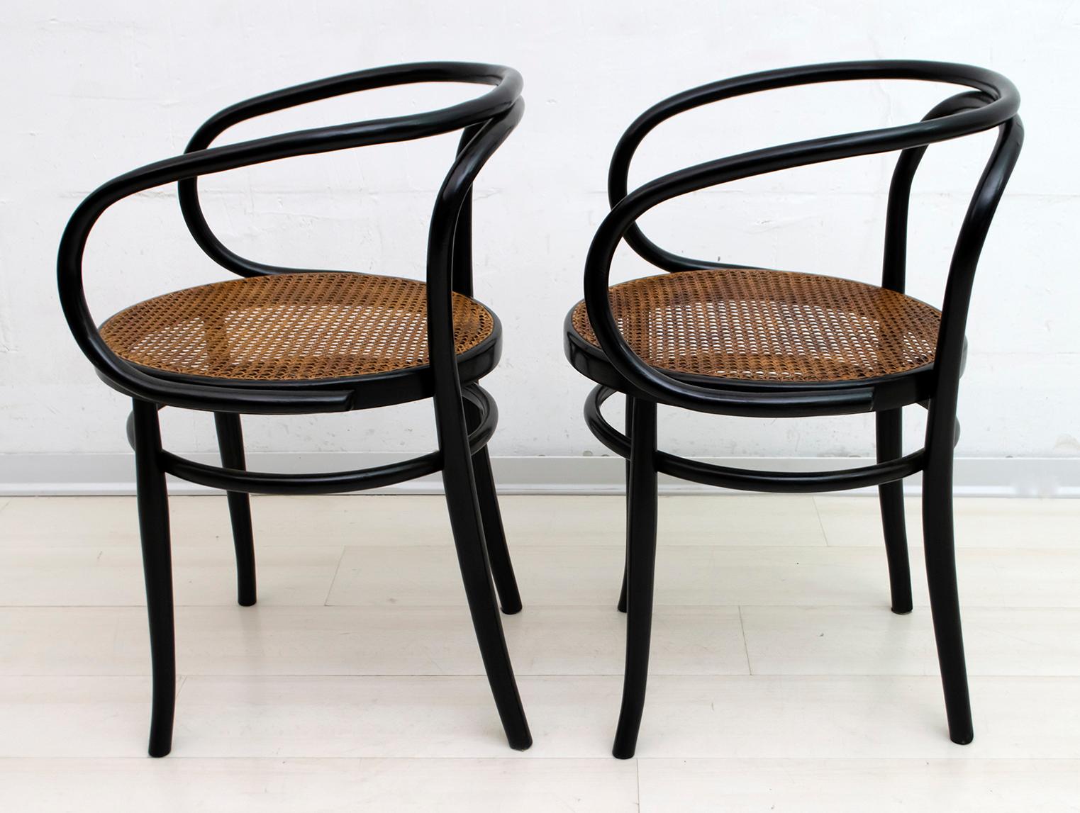 Thonet Early 20th Century Bent Beech and Vienna Straw Chairs, 1920s 1