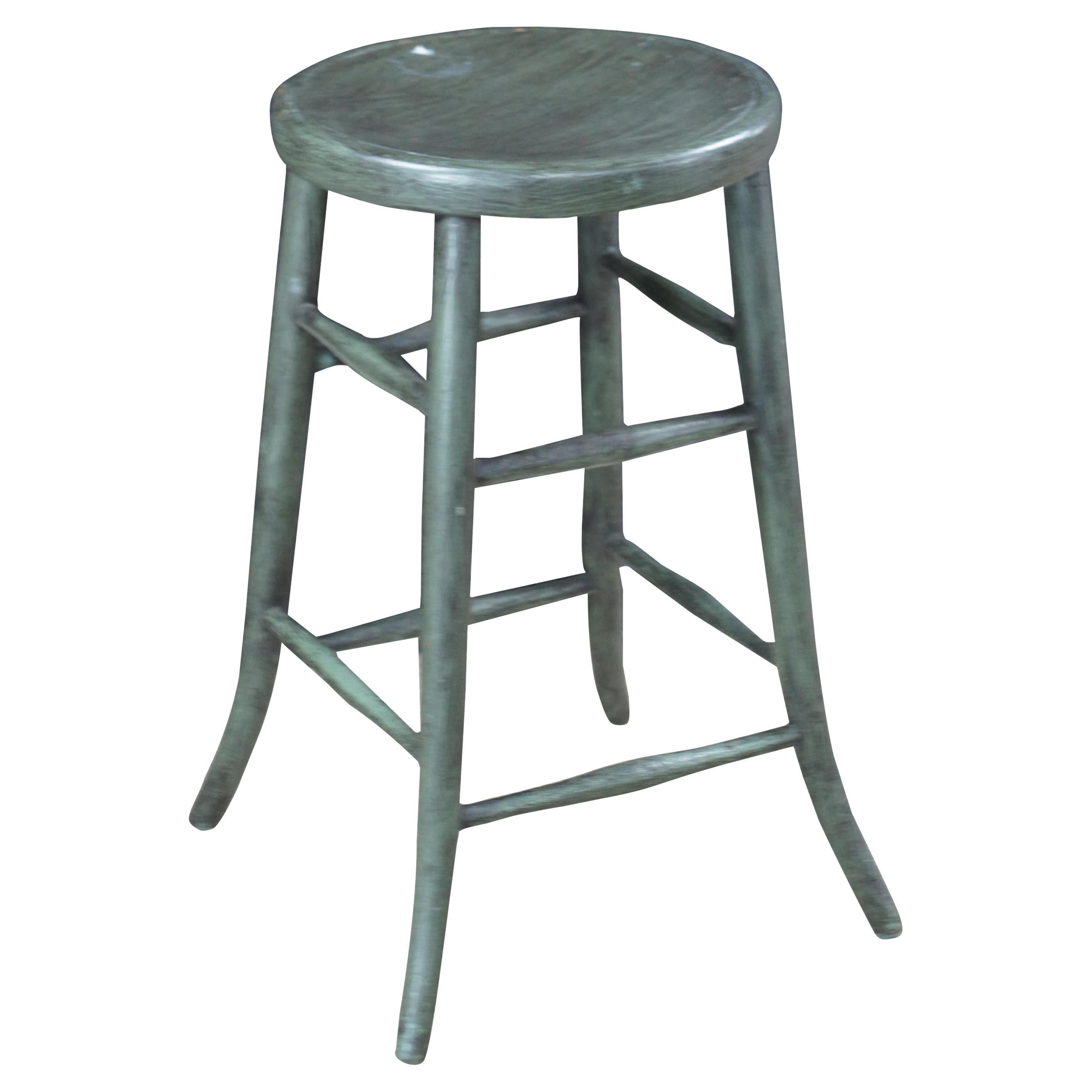 Thonet Taburete de granja de madera curvada pintada de verde de principios del siglo XX nº 216 en venta
