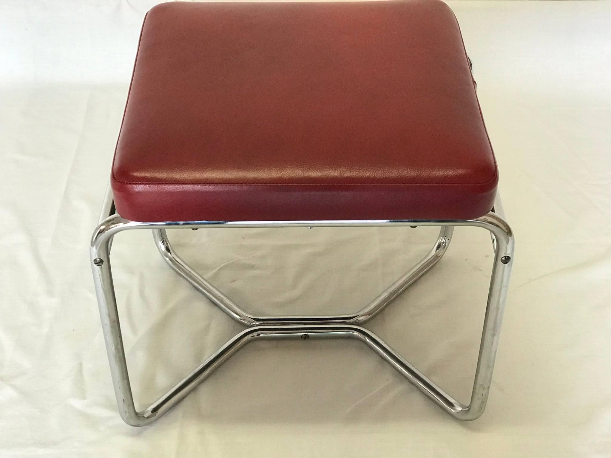 The Taburet is in a nice original condition. Chrome part only slightly wear. The seat is restored to the skin. The size of the seat itself 39.39.5cm.