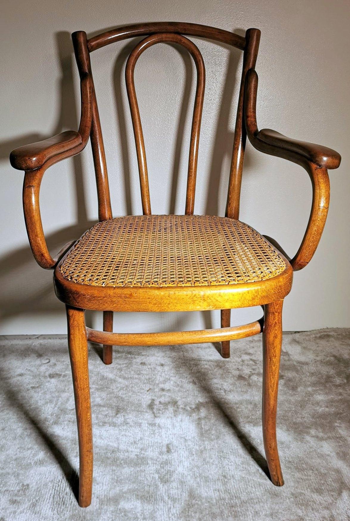 Biedermeier Chaise en bois cintré et paille de Vienne Thonet Gebruder Vienna Gmbh No.56 en vente