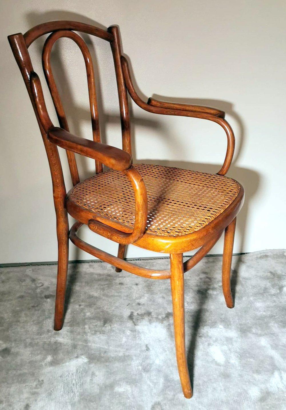 Biedermeier Thonet Gebruder Vienna Gmbh No.56 Bentwood and Vienna Straw Chair For Sale