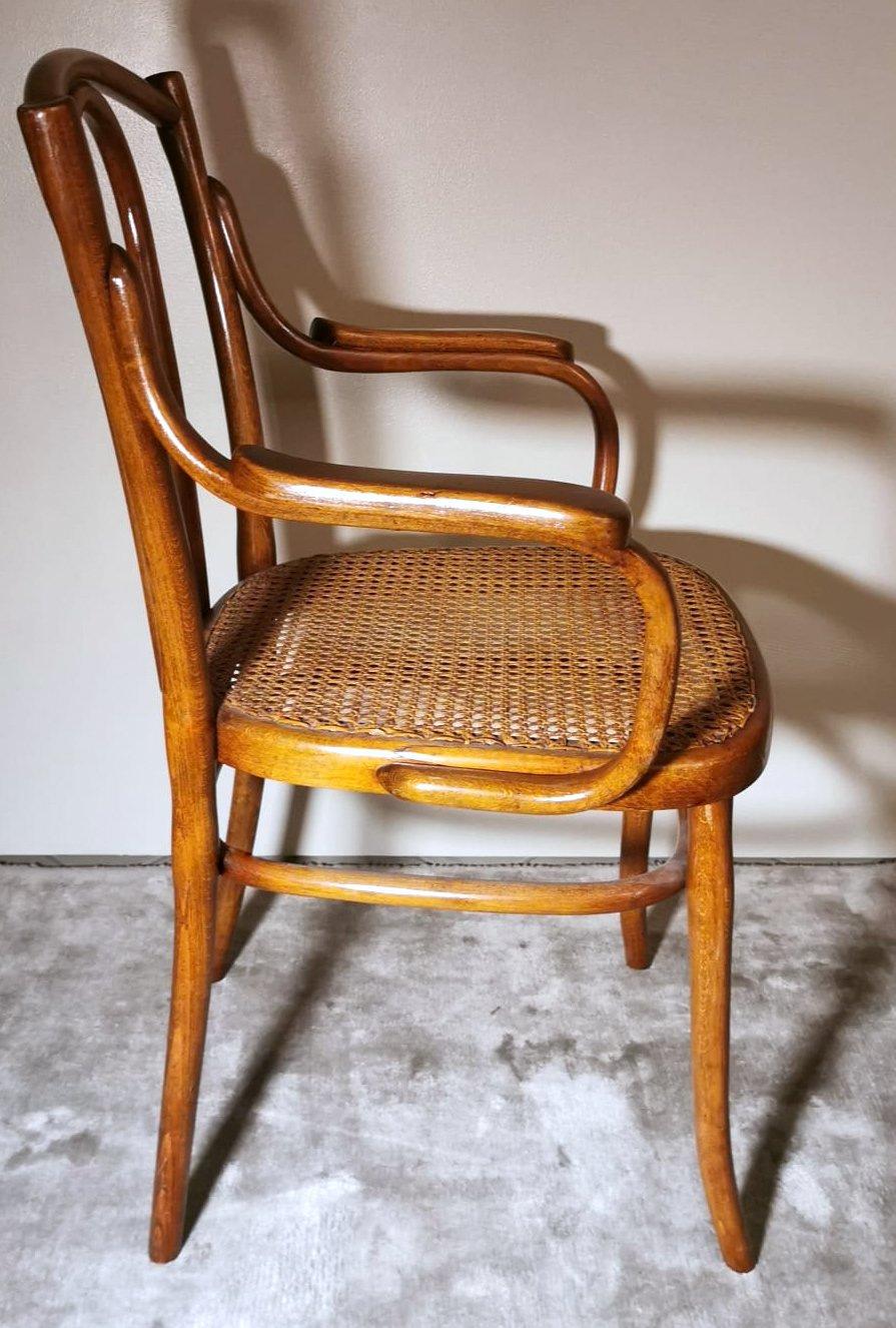 Austrian Thonet Gebruder Vienna Gmbh No.56 Bentwood and Vienna Straw Chair For Sale