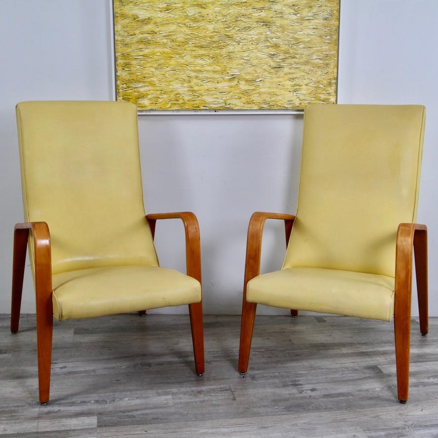 Mid-Century Modern Thonet High Back Bentwood Lounge Chairs For Sale