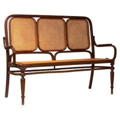 Thonet Late 19th-Century Bentwood Bench with Cane Webbing
