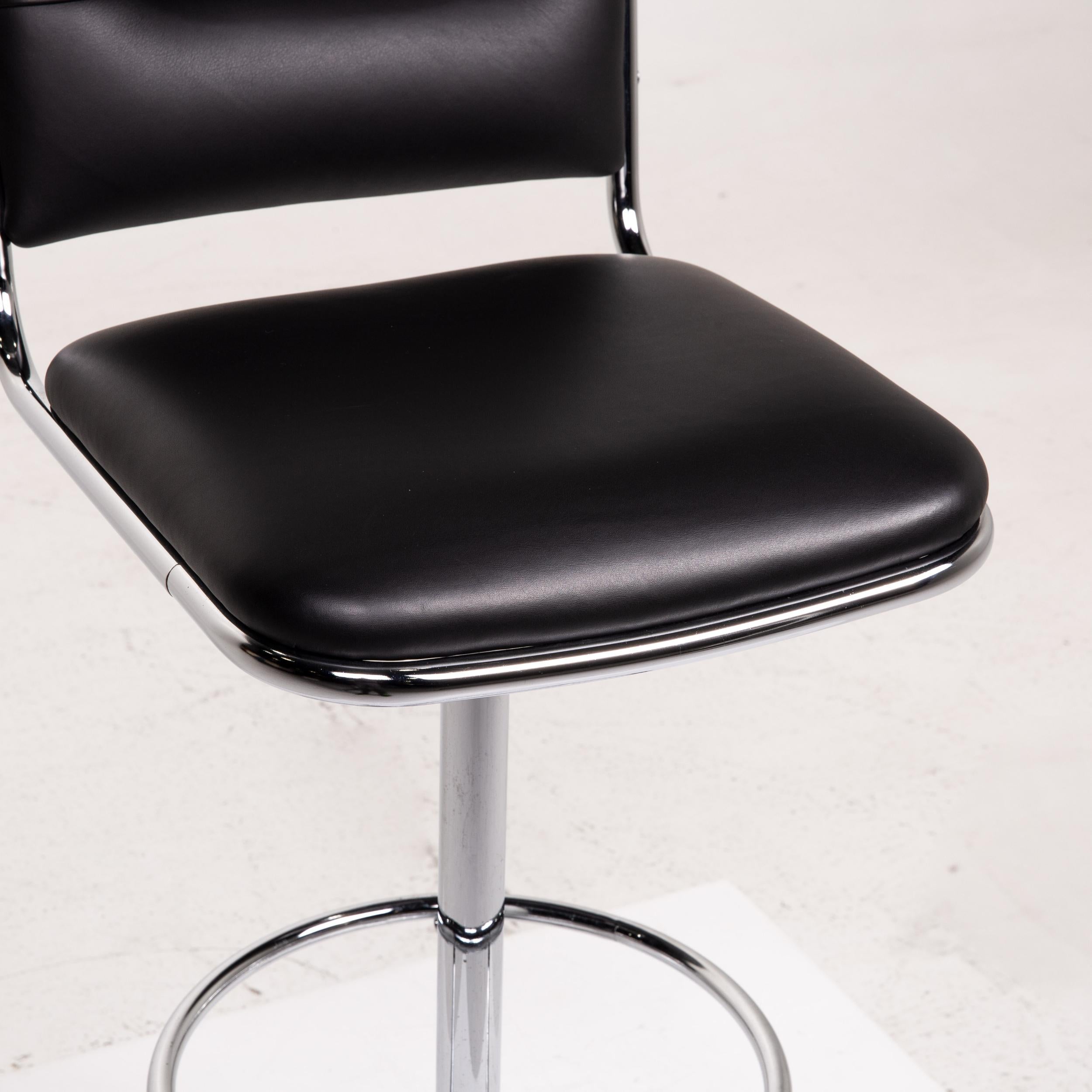 Modern Thonet Leather Bar Stool Black Chair Metal