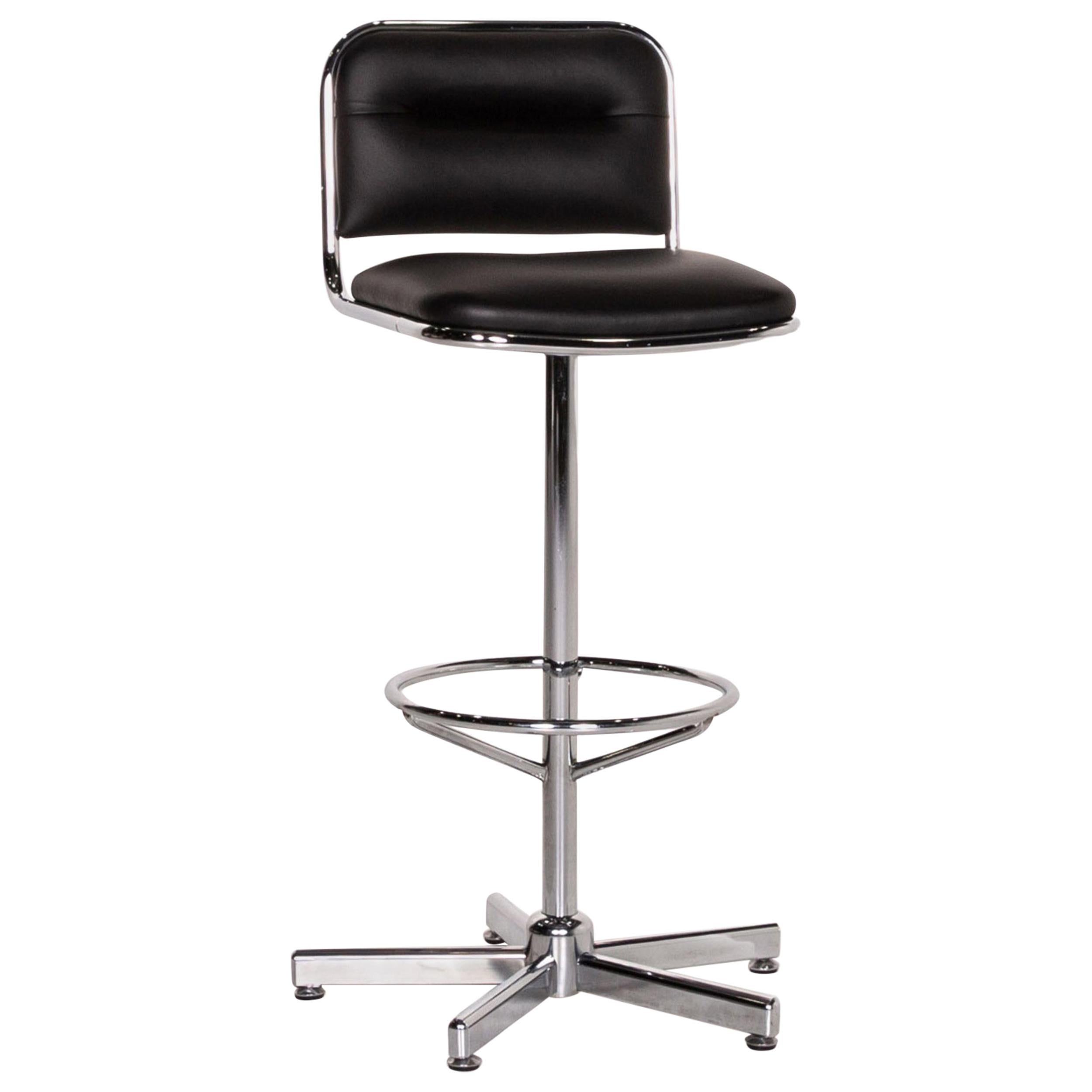 Thonet Leather Bar Stool Black Chair Metal