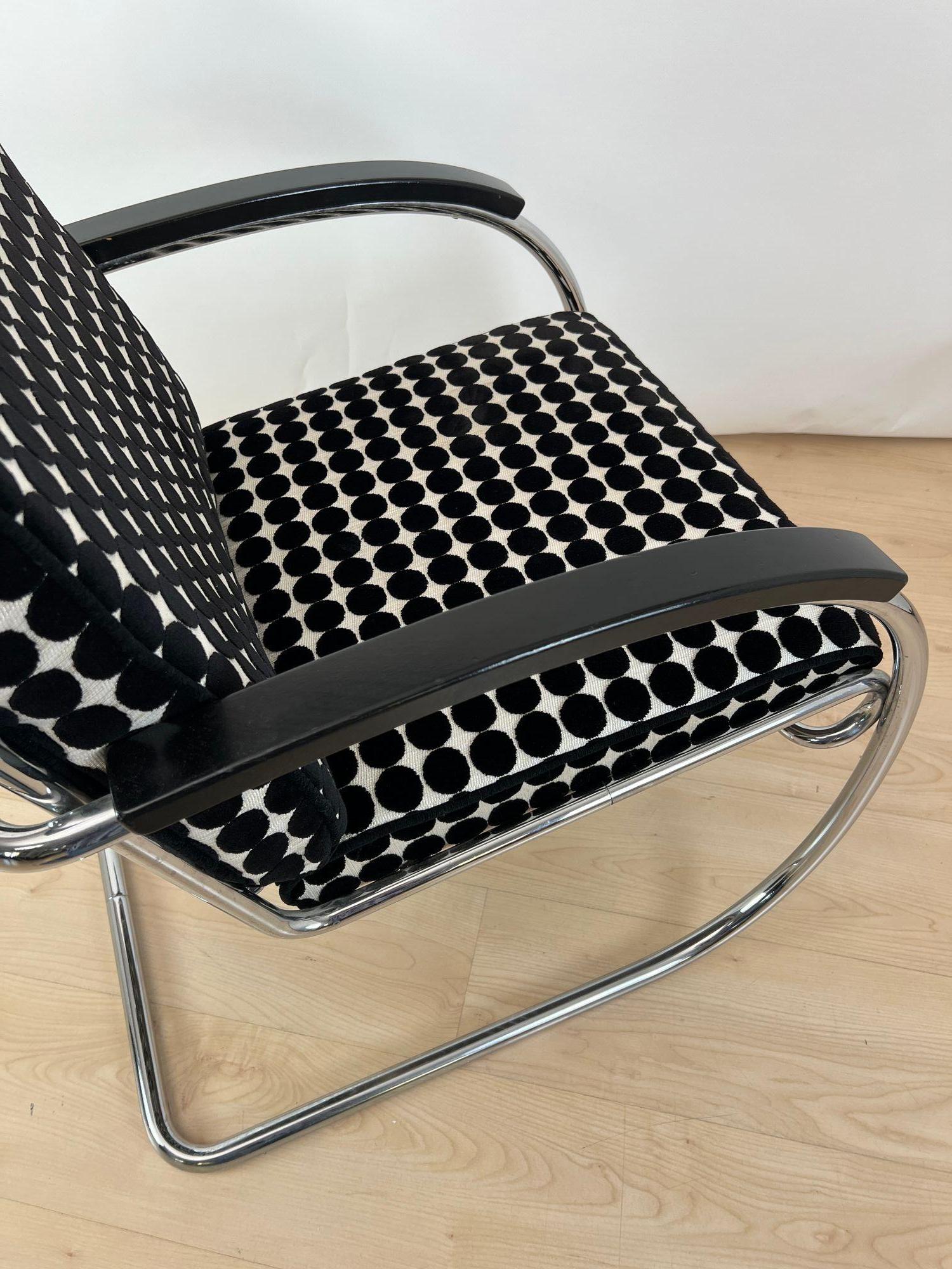 Thonet Lounge Chair 'KS 46', Verchromtes Stahlrohr, Samt, Lack, Deutschland, 1932 im Angebot 4