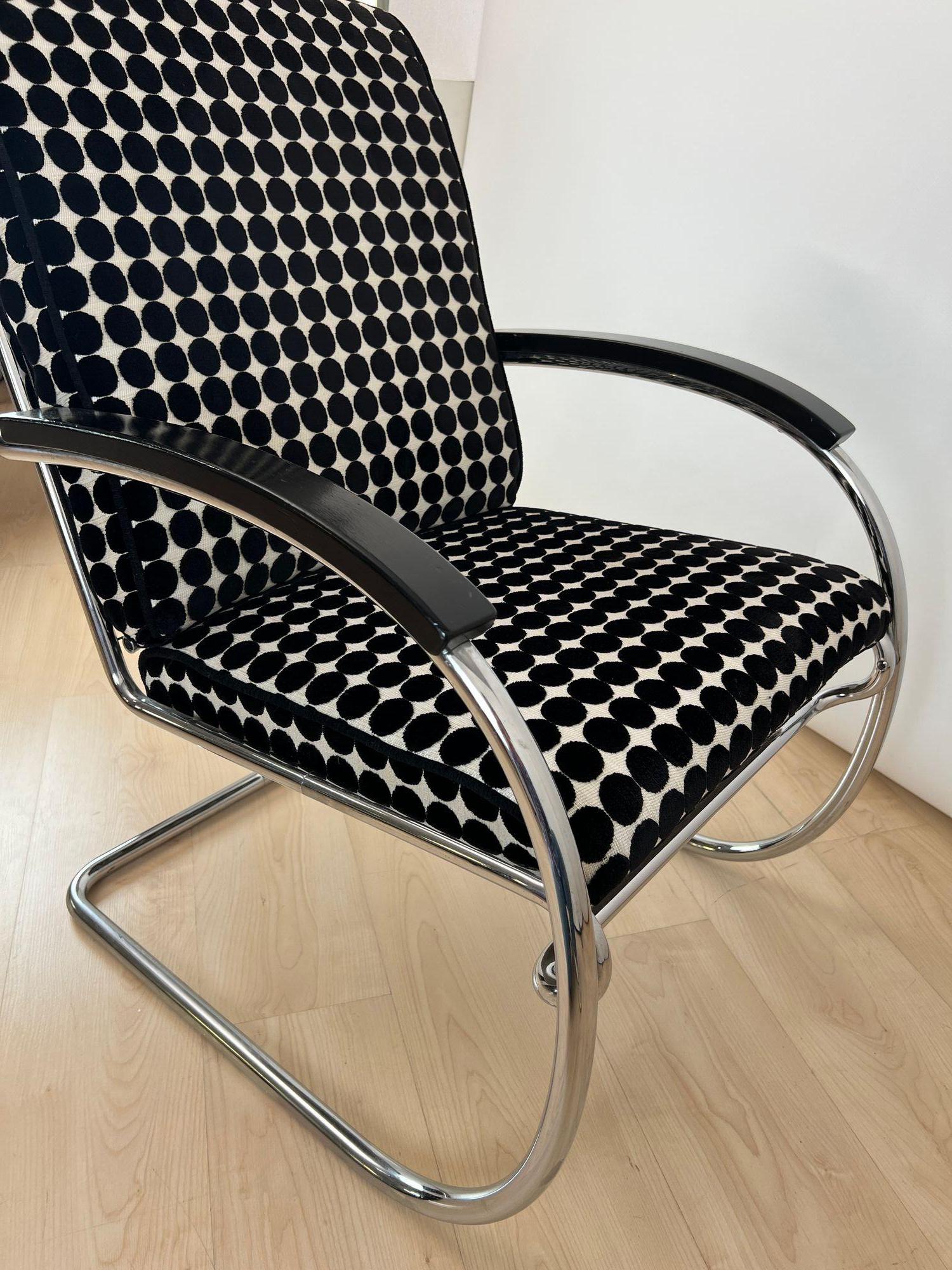 Thonet Lounge Chair 'KS 46', Verchromtes Stahlrohr, Samt, Lack, Deutschland, 1932 im Angebot 5
