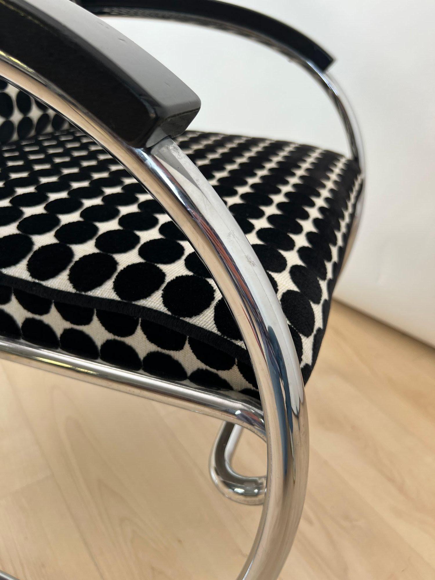Thonet Lounge Chair 'KS 46', Verchromtes Stahlrohr, Samt, Lack, Deutschland, 1932 im Angebot 6