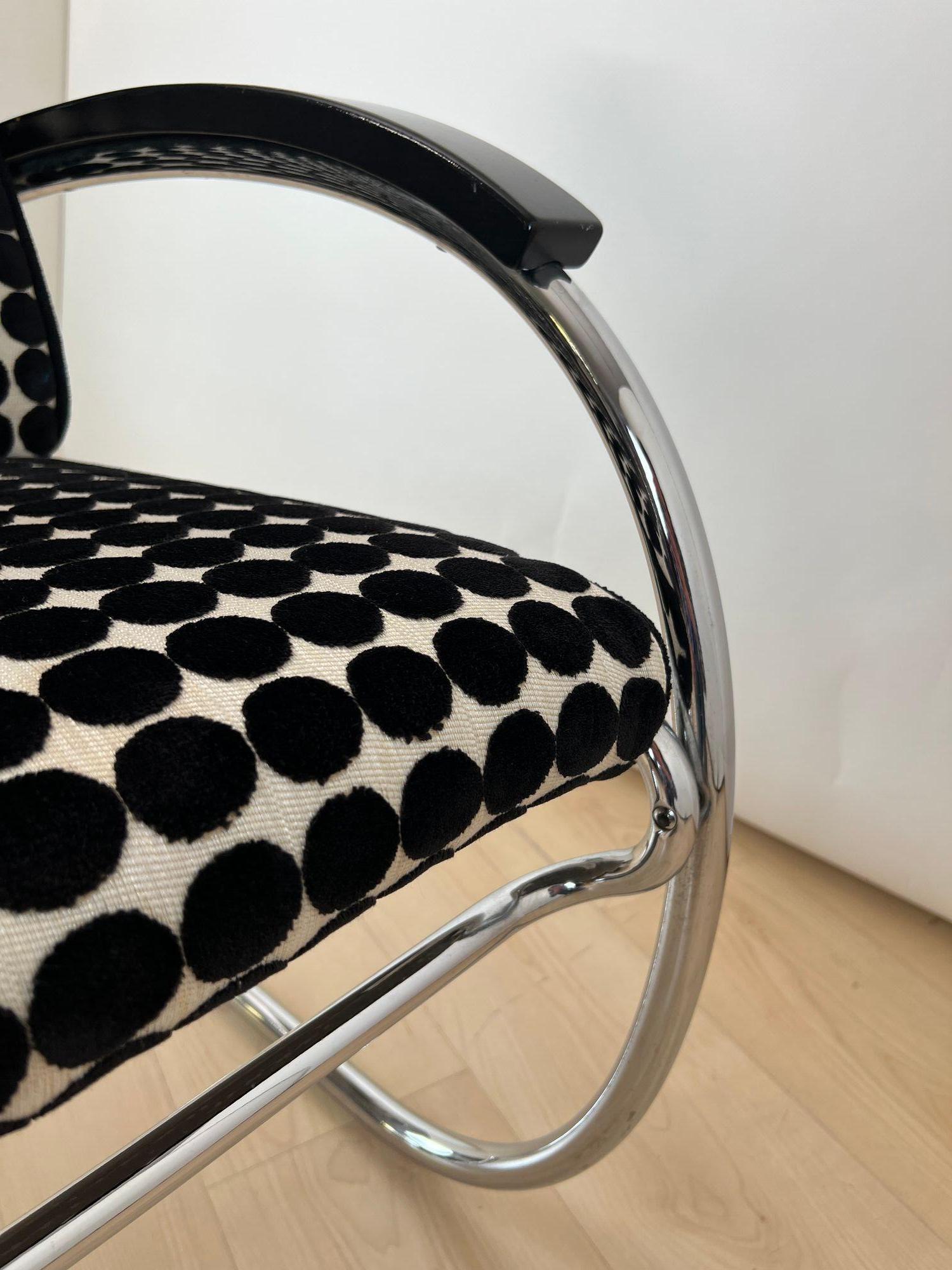 Thonet Lounge Chair 'KS 46', Verchromtes Stahlrohr, Samt, Lack, Deutschland, 1932 im Angebot 7