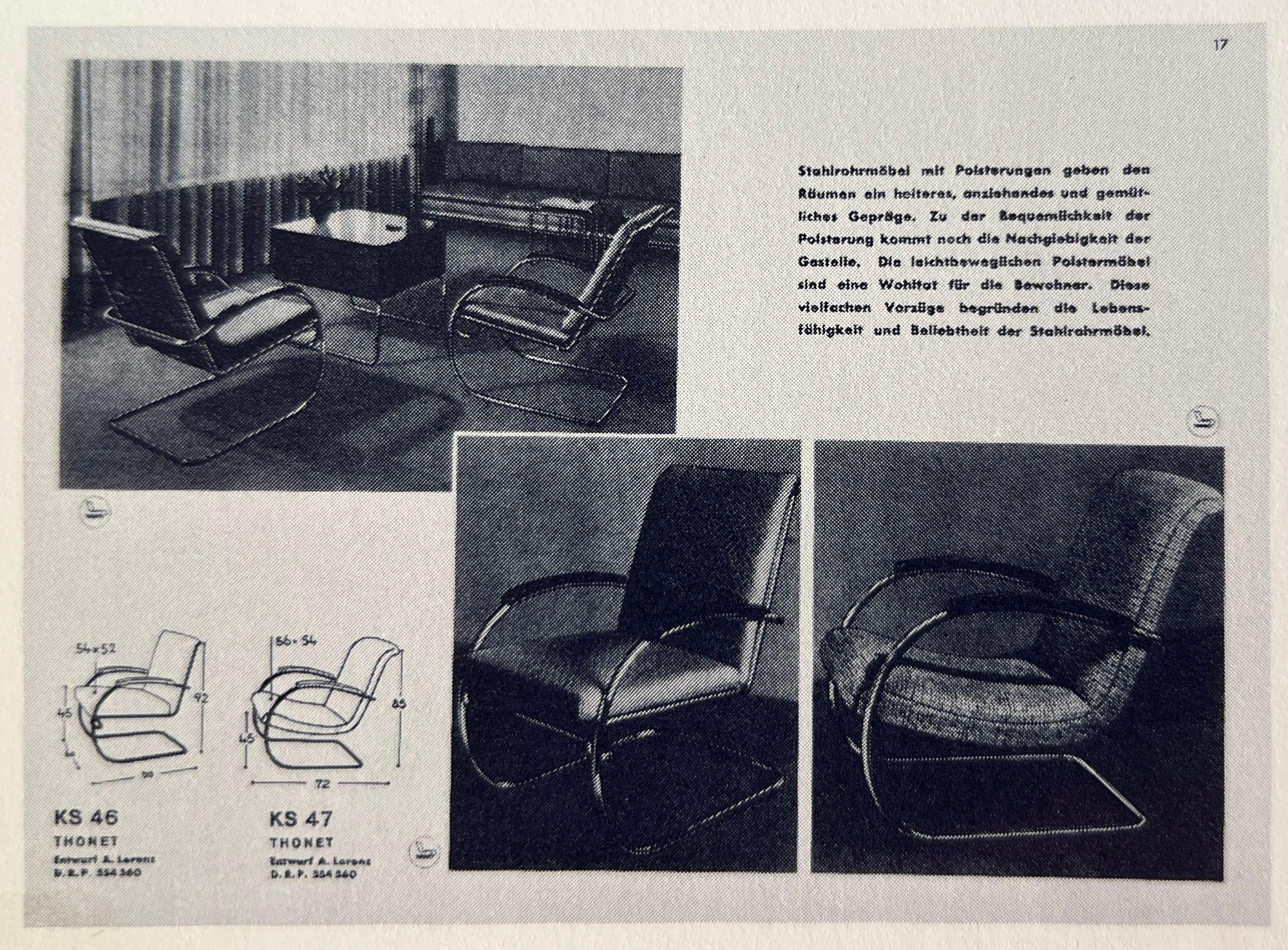 Thonet Lounge Chair 'KS 46', Verchromtes Stahlrohr, Samt, Lack, Deutschland, 1932 im Angebot 13