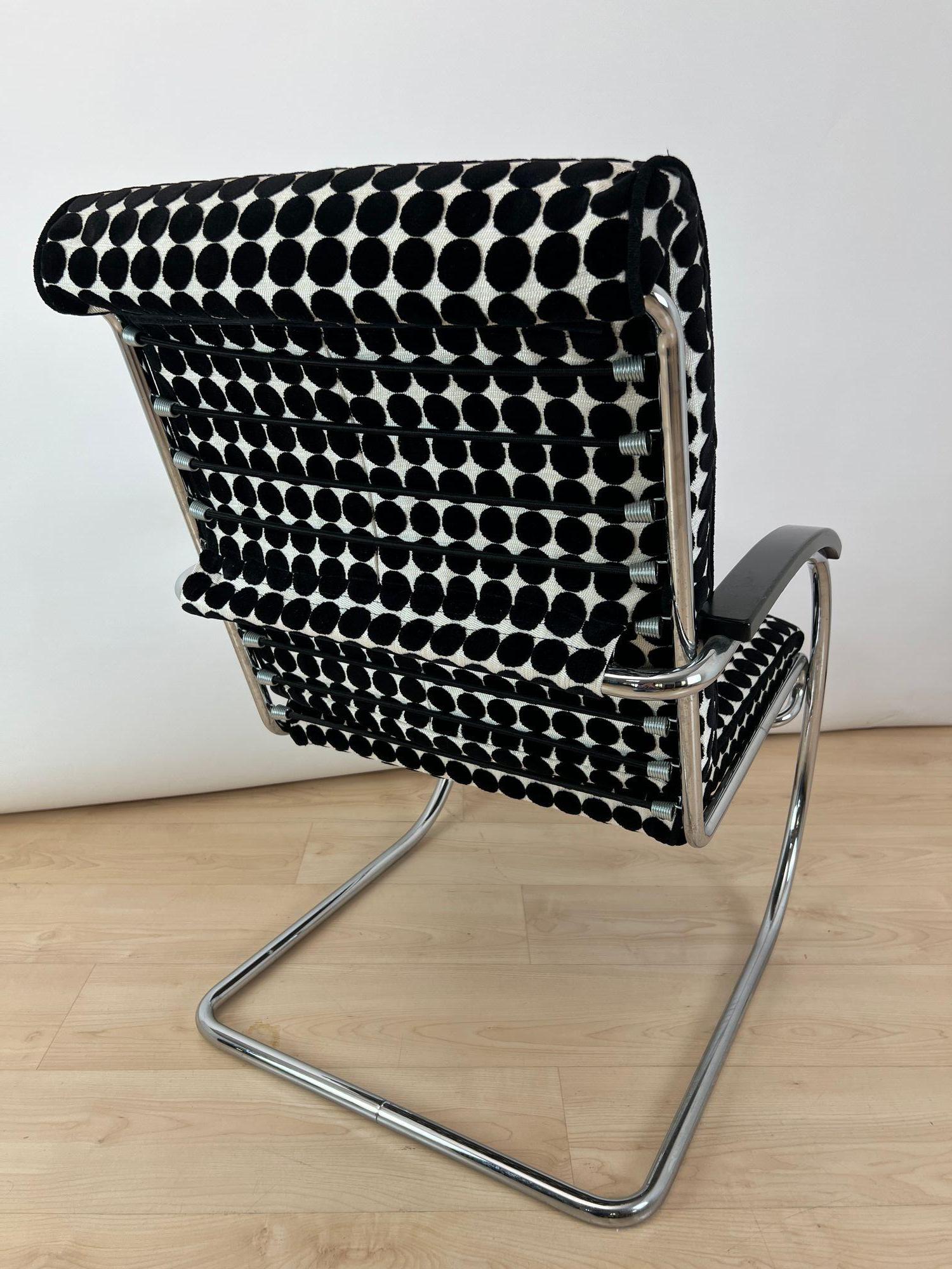 Thonet Lounge Chair 'KS 46', Verchromtes Stahlrohr, Samt, Lack, Deutschland, 1932 im Angebot 2
