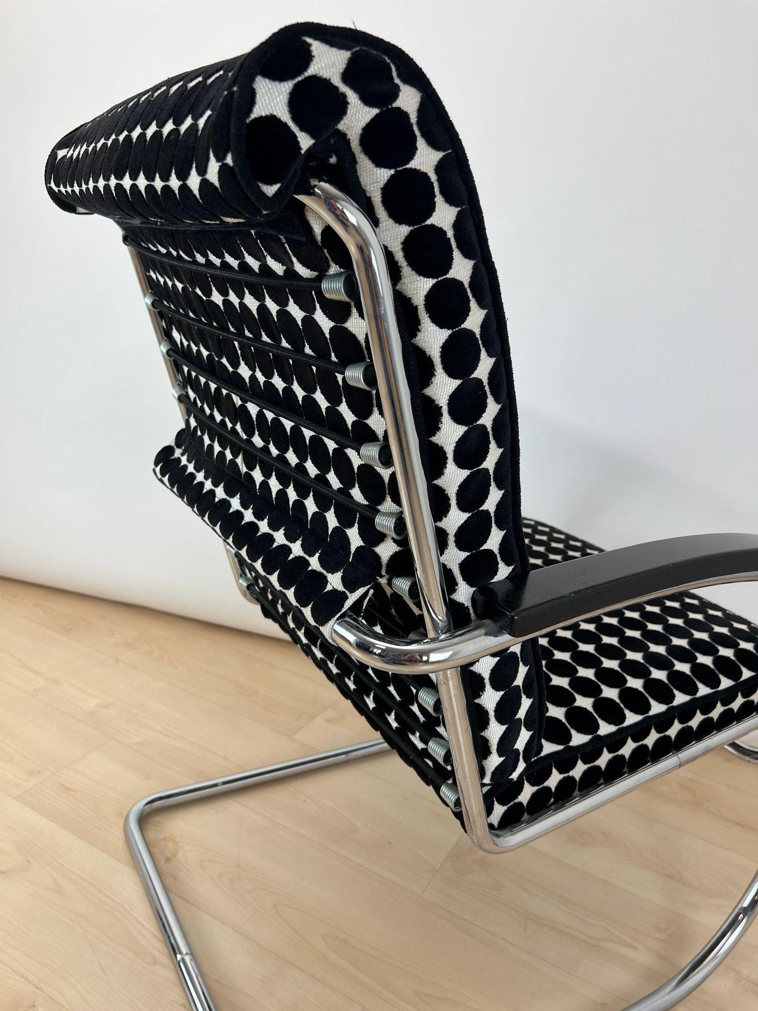 Thonet Lounge Chair 'KS 46', Verchromtes Stahlrohr, Samt, Lack, Deutschland, 1932 im Angebot 3