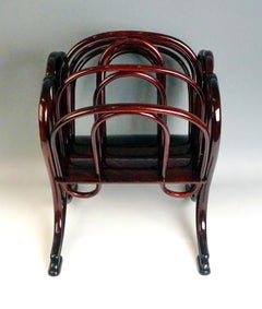 Thonet Magazine Rack Beechwood Mahogany Stained Model 11801, circa 1904