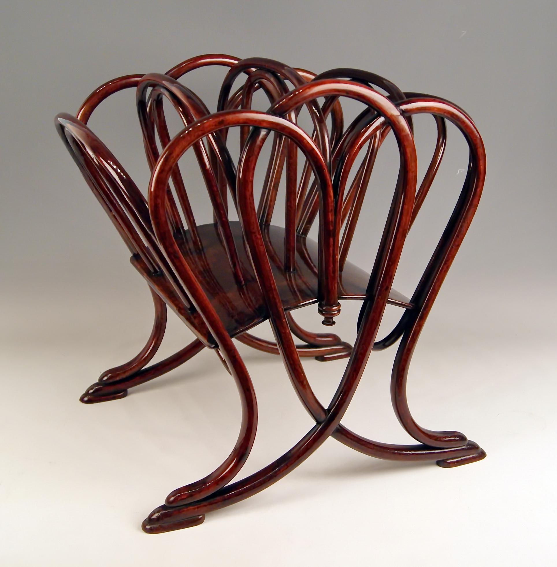 Art Nouveau Thonet Magazine Rack Stand Beechwood Mahogany Stained Model 11801, circa 1904