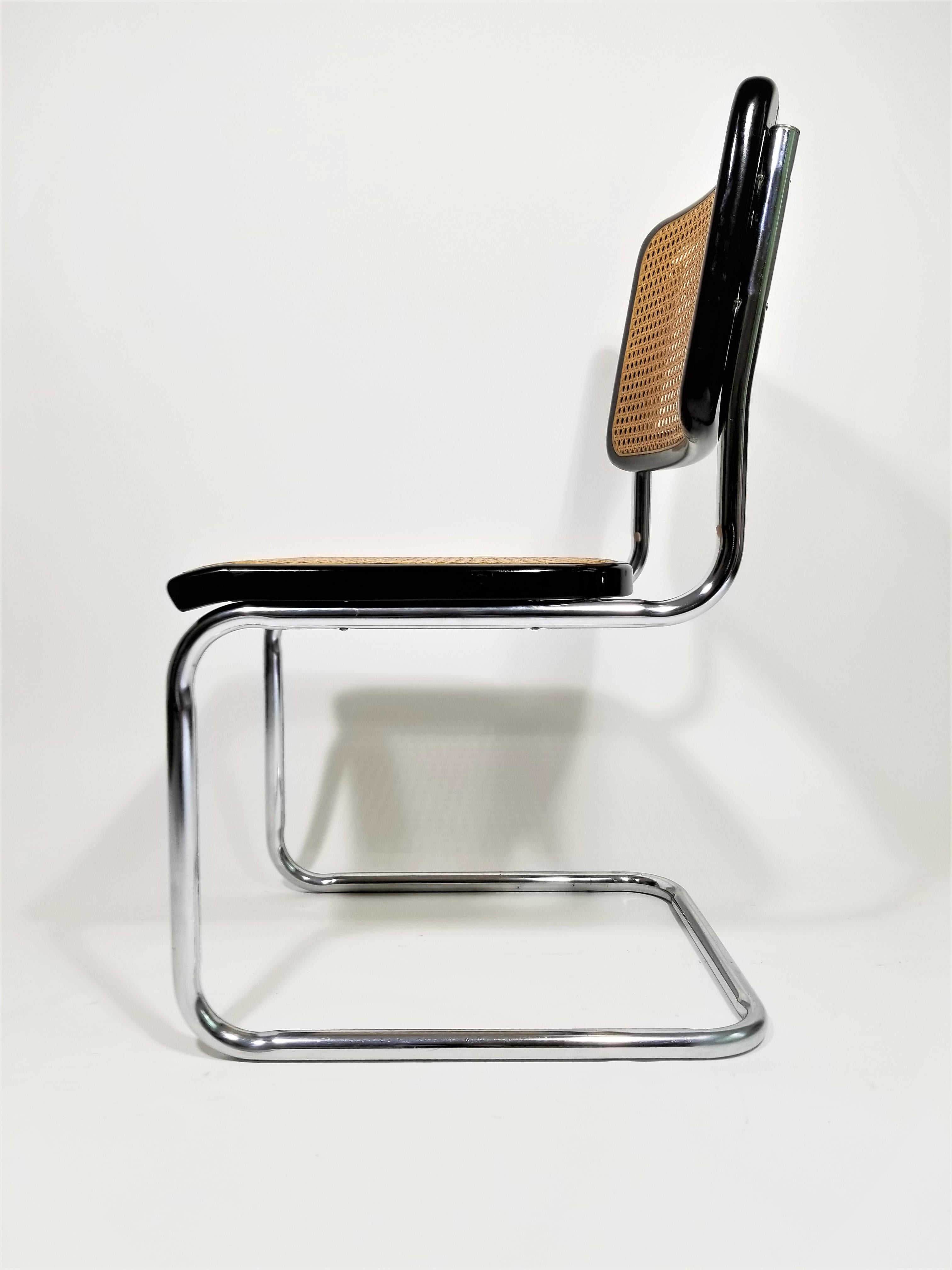 20th Century Thonet Marcel Breuer Cesca Black Side Chair Midcentury, New York