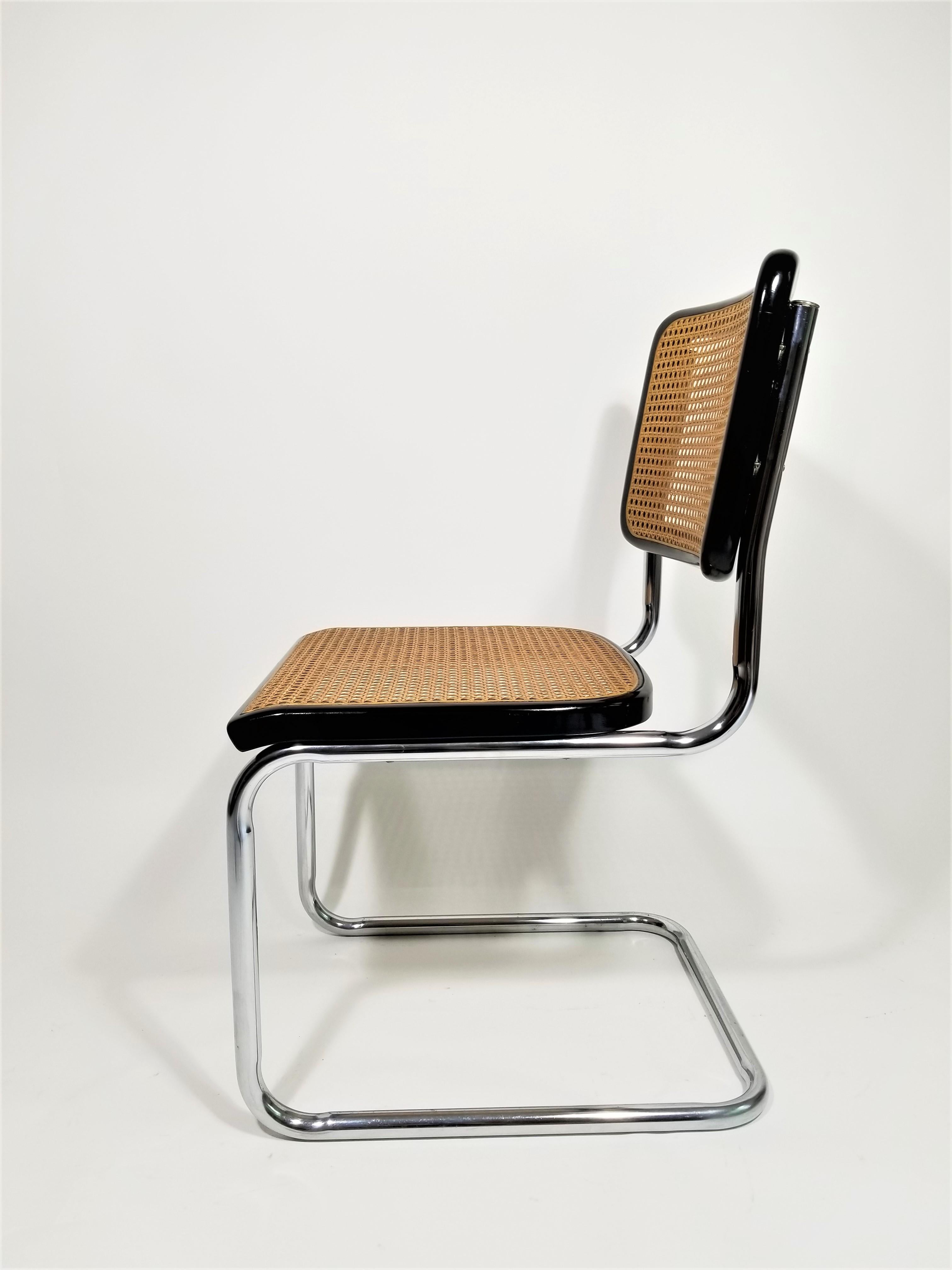 Cane Thonet Marcel Breuer Cesca Black Side Chair Midcentury, New York