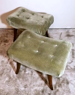 Thonet Michael Vienna Paire de bancs en bois et velours de style Biedermeier