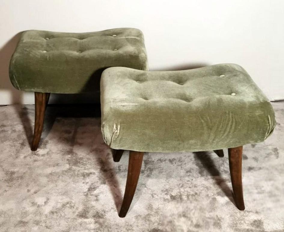 German Thonet Michael Vienna Pair Of Biedermeier Style Benches In Wood And Velvet For Sale